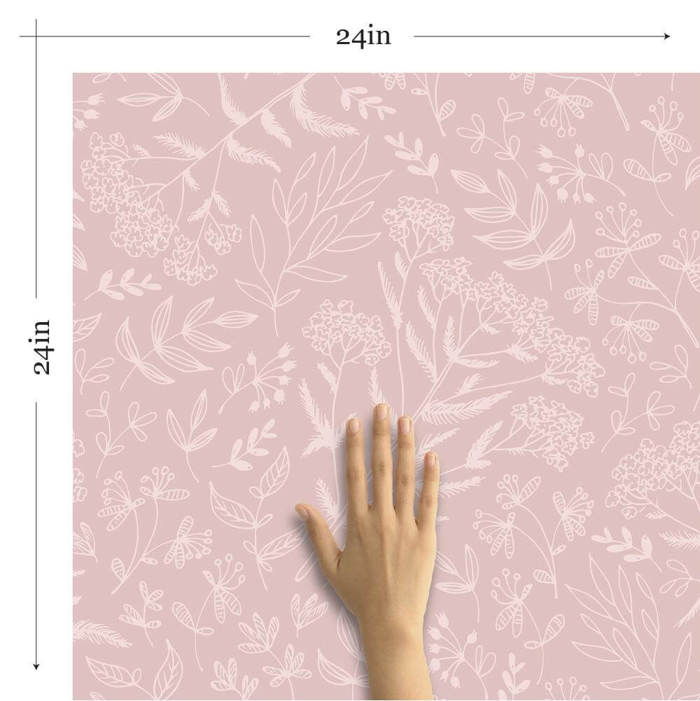 Pink Floral Baby Peel and Stick Removable Wallpaper - Self-Adhesive Nursery Wall Decor for Girls Room, Easy to Install & Remove - Perfect for Nursery, Bedroom, Playroom & Home Decor