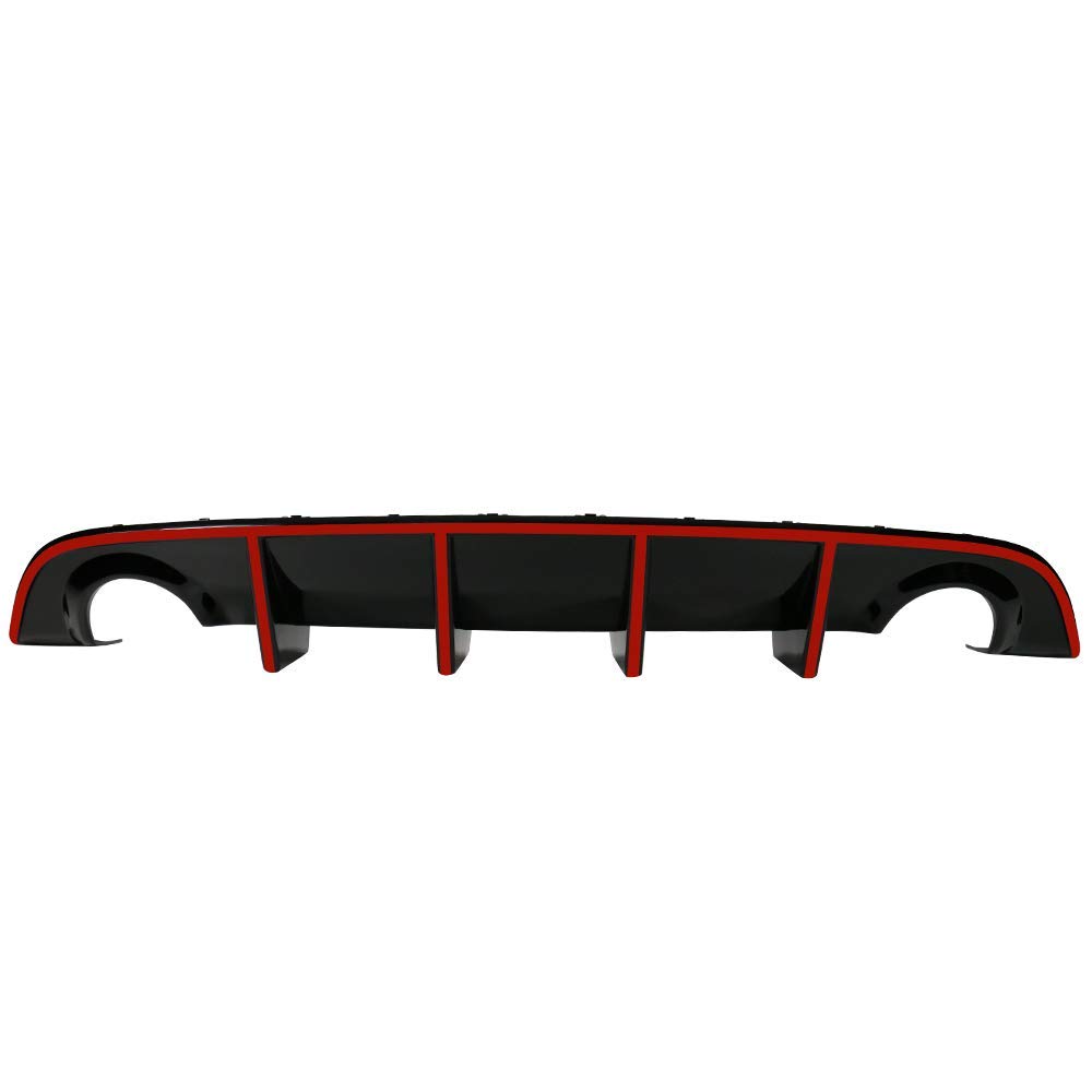 IKON MOTORSPORTS Bumper Lip Spoiler for 2015-2023 Dodge Charger SRT - Factory Style Rear Diffuser with Red Reflective Tape - Enhances Aerodynamics & Sporty Look for Street Racing & Car Shows
