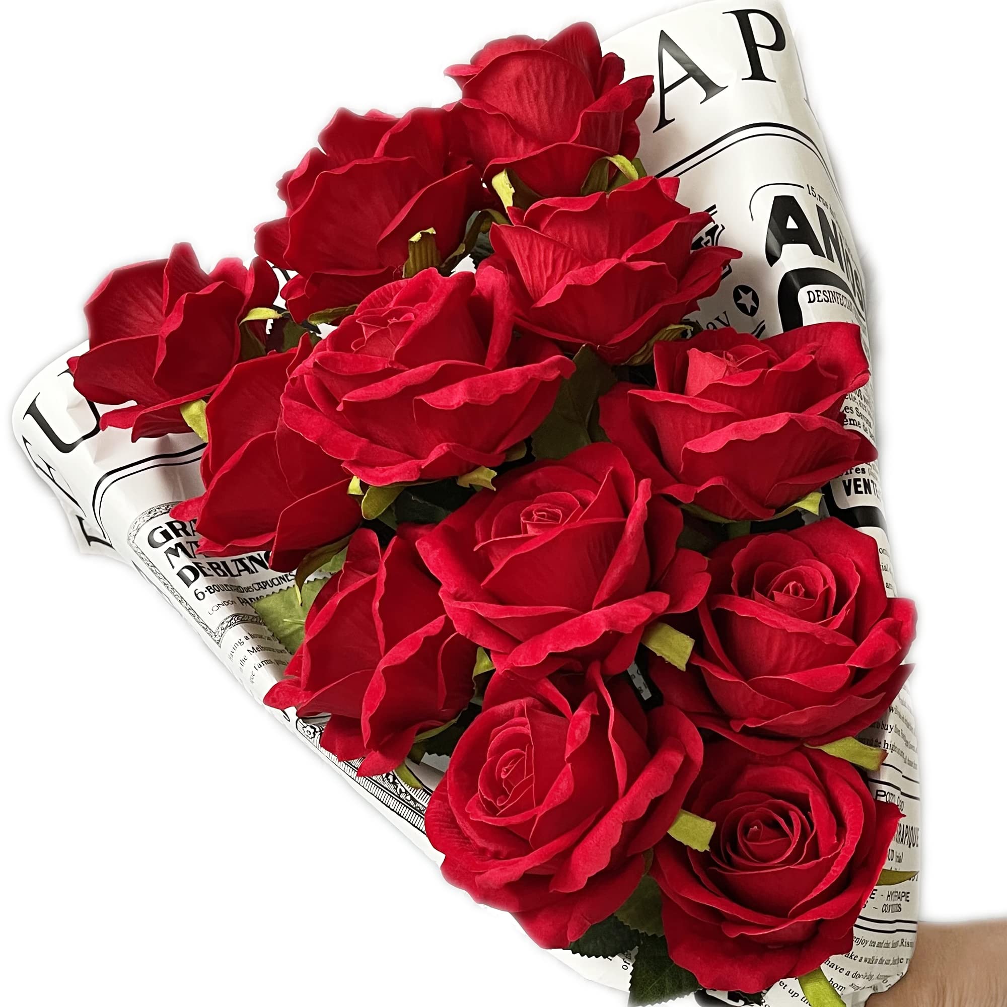 12 Pcs Real Touch Artificial Silk Roses - Red Blossom Faux Rose Flowers with Stems for Wedding Bouquets, Home Decor, Party Centerpieces, Garden Floral Arrangements - Perfect for Valentine's Day, Anniversary Gifts & Table Decorations
