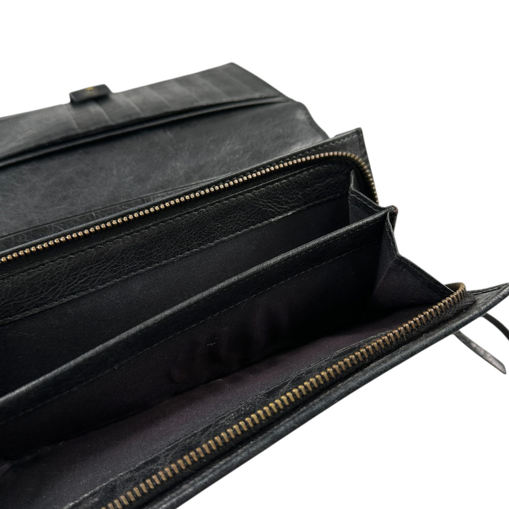 BALENCIAGA Motorcycle Zip Wallet - Black | Premium Leather Wallet for Men & Women | Perfect for Travel, Everyday Use & Luxury Fashion Accessories