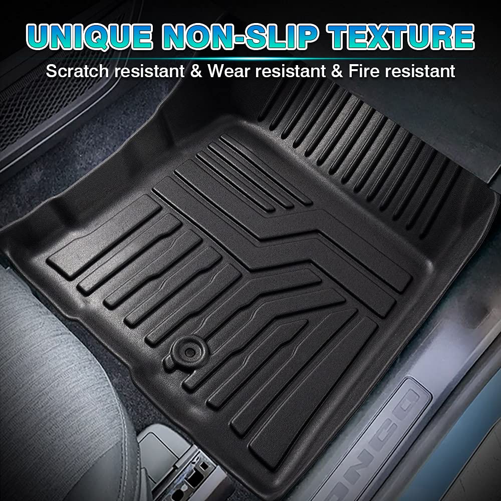 2021-2024 Ford Bronco Sport All-Weather Floor Mats - Custom Fit 2 Row Car Floor Liners Set (Black) | Durable Protection for Off-Roading, Camping & Daily Commute