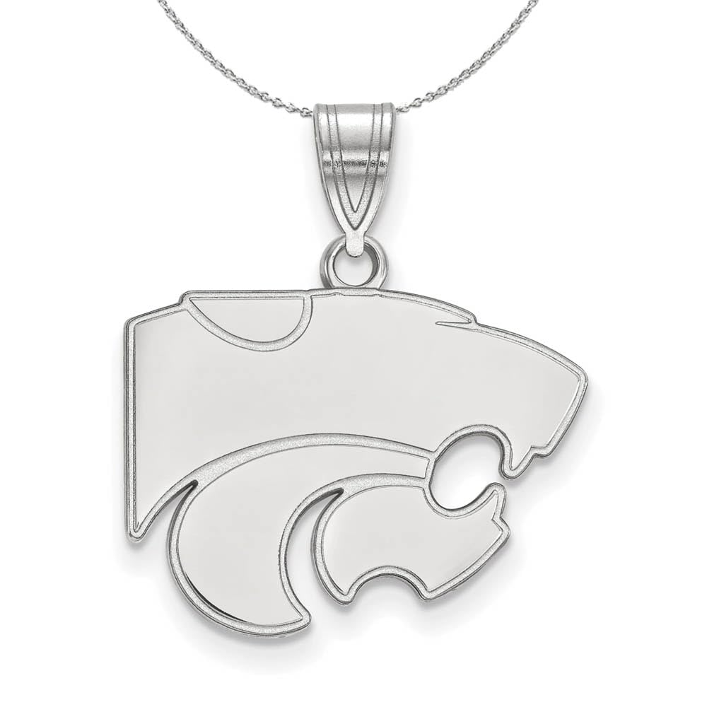 Kansas State Sterling Silver Medium Necklace with Black Bow - Perfect for Gifts, Graduation & State Pride Jewelry