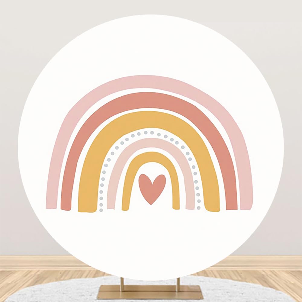 6.5x6.5ft Boho Rainbow Round Backdrop - Photoshoot Background for Newborn 1st Birthday, Baby Shower & Cake Table Decoration | Circle Arch Party Supplies Fabric | Perfect for Birthday Parties, Baby Showers & Photo Sessions