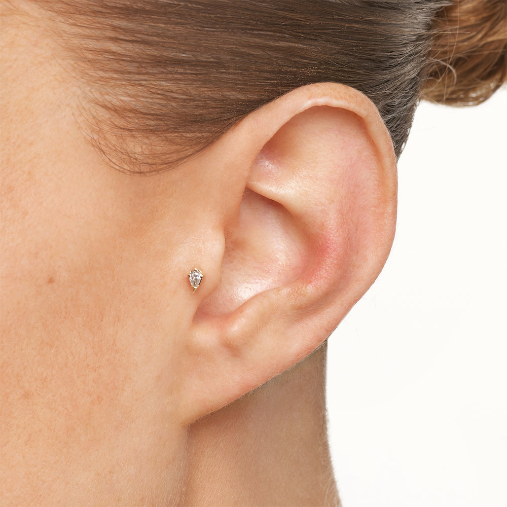 10k Gold Lab-Grown Diamond Kite Helix Single Stud Earring - Perfect for Everyday Wear, Special Occasions & Gift Giving
