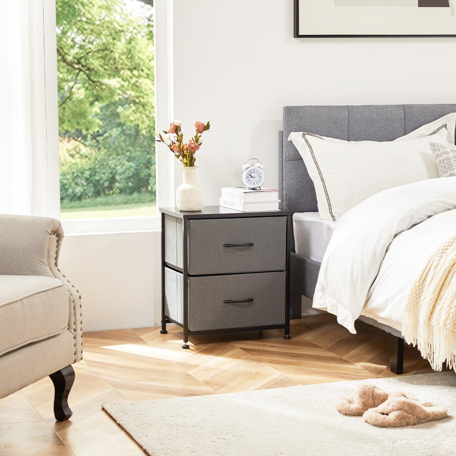 Modern Gray Dresser with Metal Frame & Wood Top - 2 Pack Set for Bedroom, Living Room, or Office Storage Organization