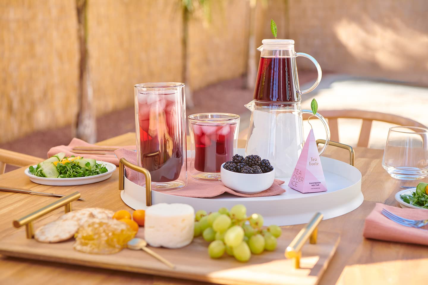 Premium Herbal Iced Tea Bags - Tea Forte Raspberry Nectar, 5 Count Individually Wrapped Pyramid Infusers (Steeps 24 oz Each) | Handcrafted for Refreshing Summer Drinks, Iced Tea Parties & Relaxing Afternoons