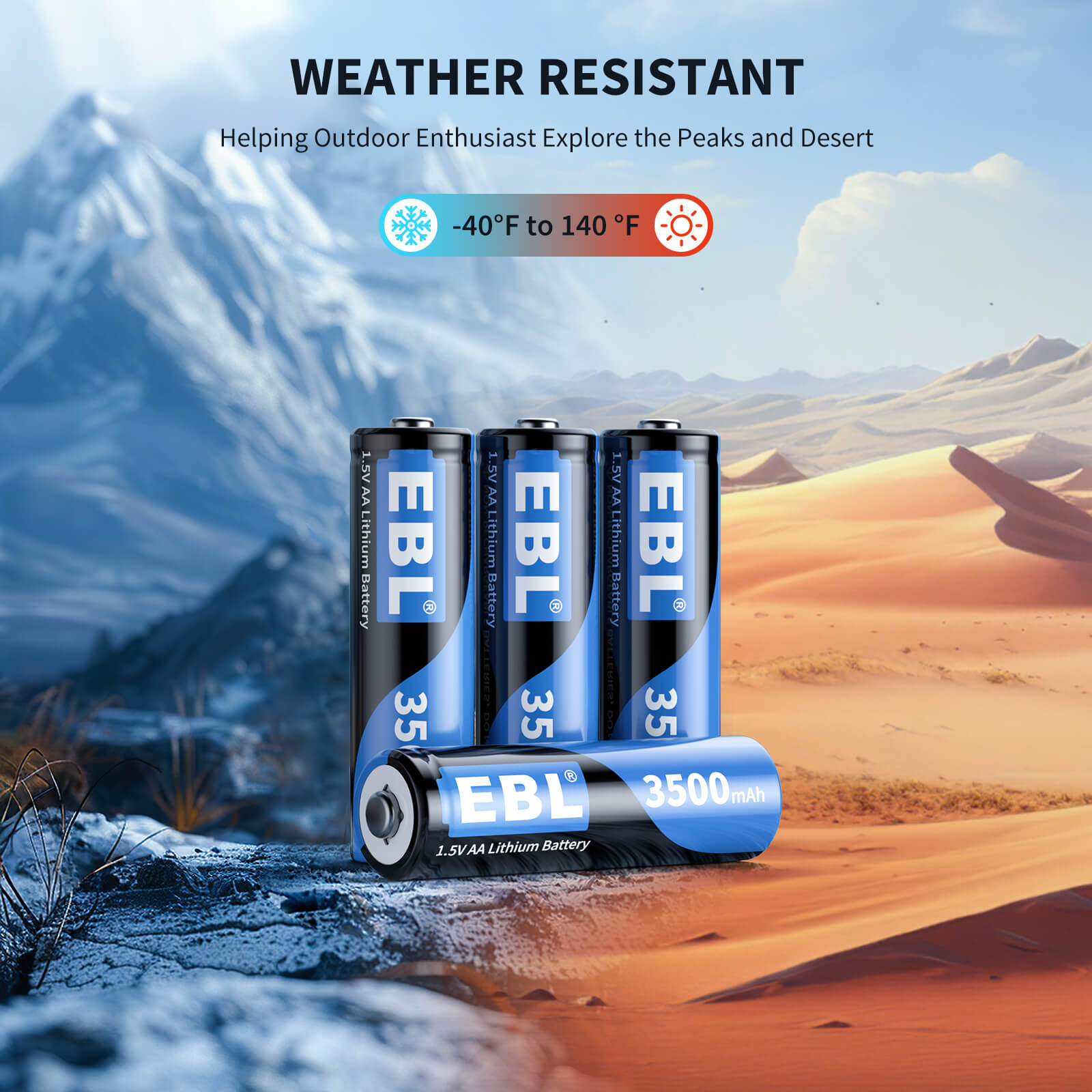 EBL 4 Pack 1.5V AA Lithium Batteries 3500mAh - Long Lasting Power for Digital Cameras, Flashlights, Toys & More - Non Rechargeable High Performance Batteries