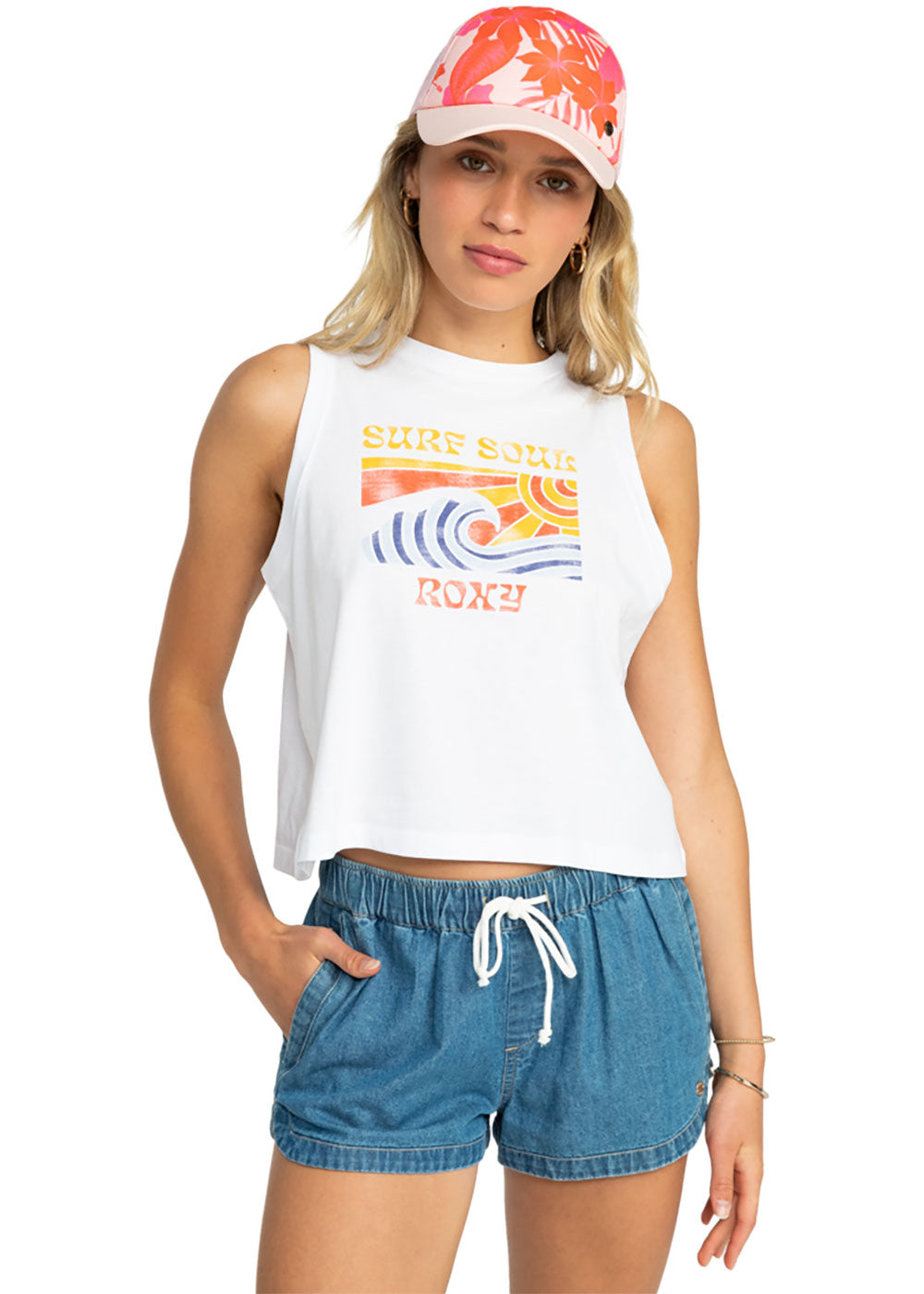 Roxy Women's Hibiscus Print Baseball Cap - Stylish Sun Hat for Beach, Running & Outdoor Activities