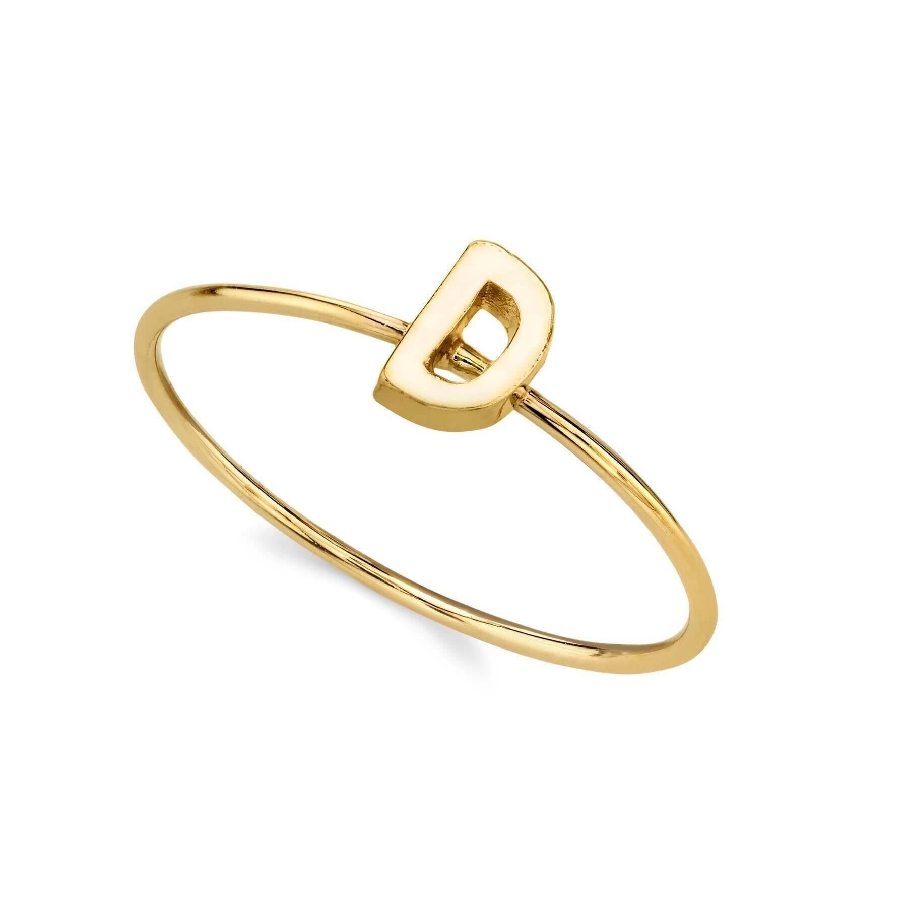 1928 Gold Initial Ring for Women - Personalized Monogram Letter Ring Size 7 - Elegant Dainty Jewelry Gift for Her - Perfect for Birthdays, Anniversaries & Special Occasions