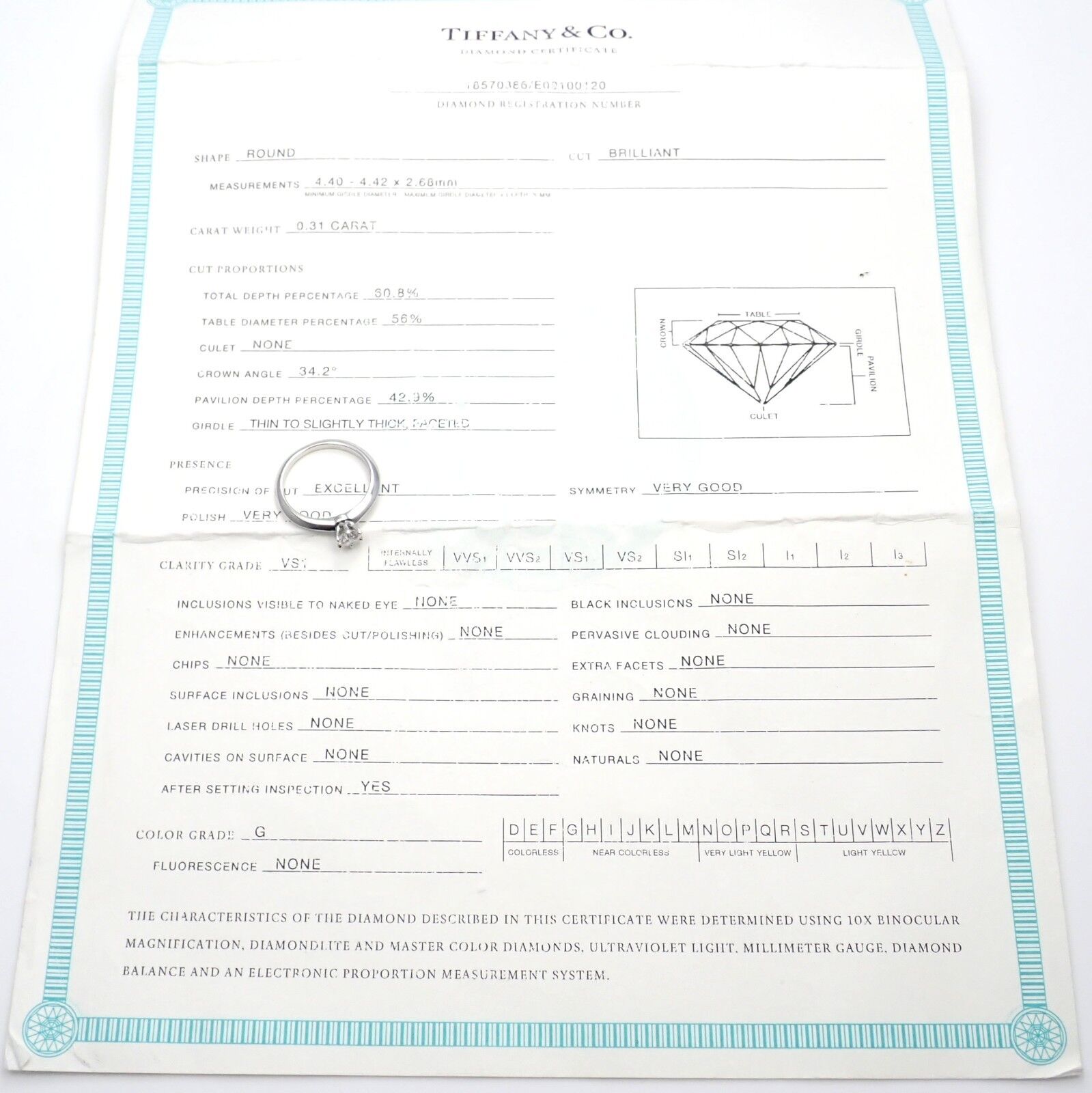 Authentic Tiffany & Co. Platinum 0.31Ct Diamond G/VS1 Engagement Ring with Certificate - Perfect for Proposals, Weddings & Anniversary Gifts
