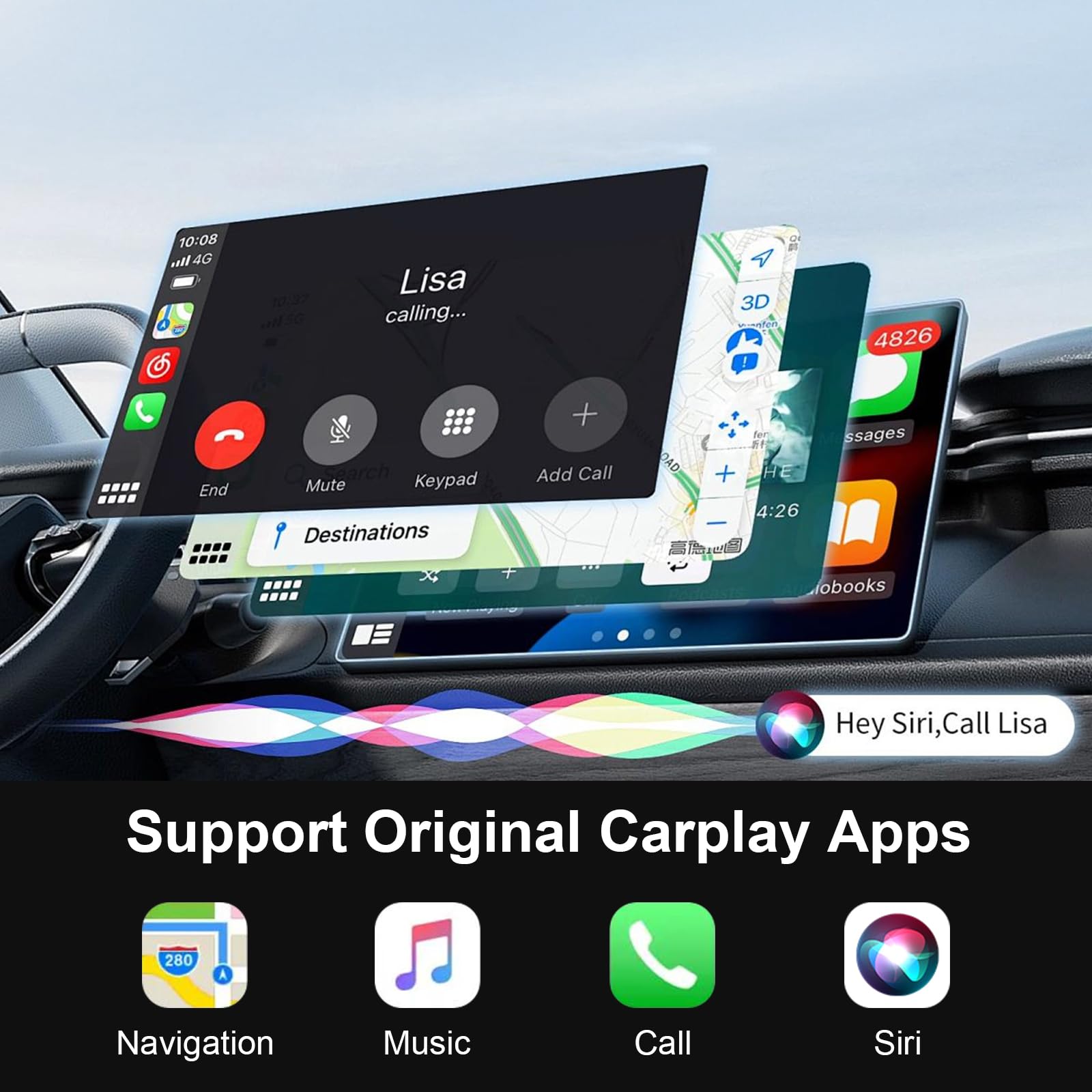 Apple MFi Certified Wireless CarPlay Adapter for iPhone - 2025 Upgraded Wired to Wireless CarPlay Converter | Compatible with iPhone iOS 10+ & Cars from 2015 | Seamless Hands-Free Calling, Music & Navigation for Safer Driving