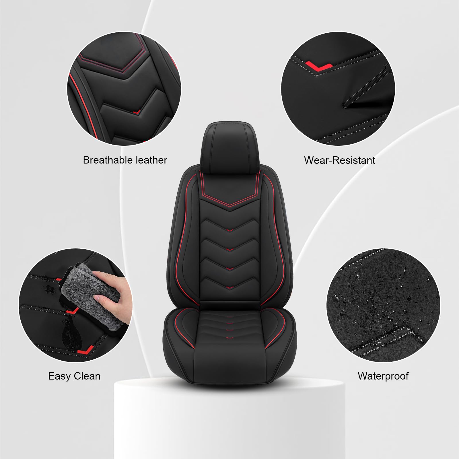 Premium Non-Slip Waterproof Car Seat Covers for Toyota Highlander 2001-2024 - Full Set Nappa Leather Seat Protectors (5 Seats, Black) | Durable & Comfortable for Daily Commute, Road Trips & Family Protection