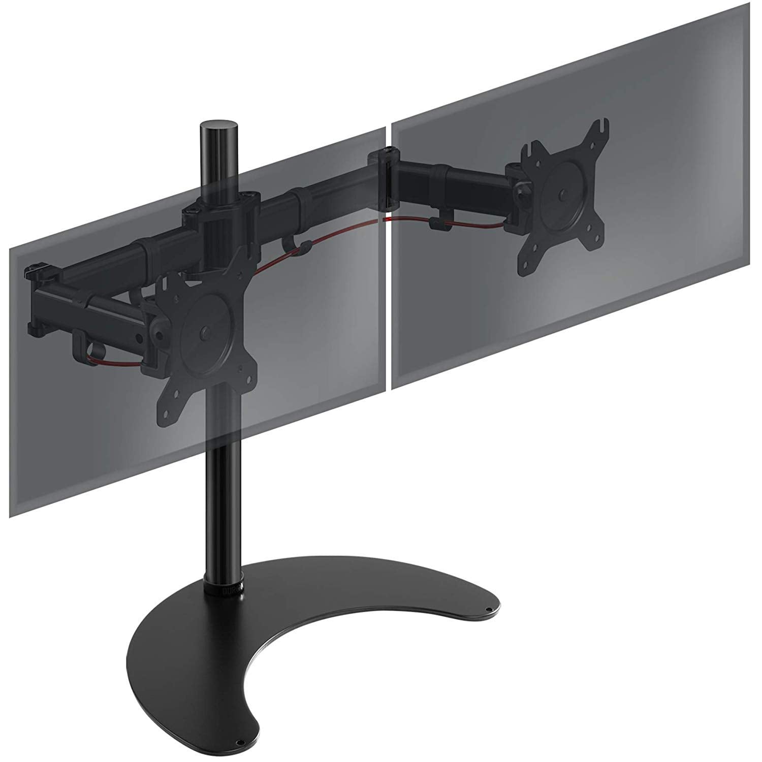 Duronic DM25D2 Dual Monitor Stand - Adjustable Freestanding Desk Mount for 13-27 Inch LCD/LED Computer Monitors or TVs - Tilt, Swivel & Rotate - Perfect for Home Office, Gaming Setup & Workspace Productivity (Black)
