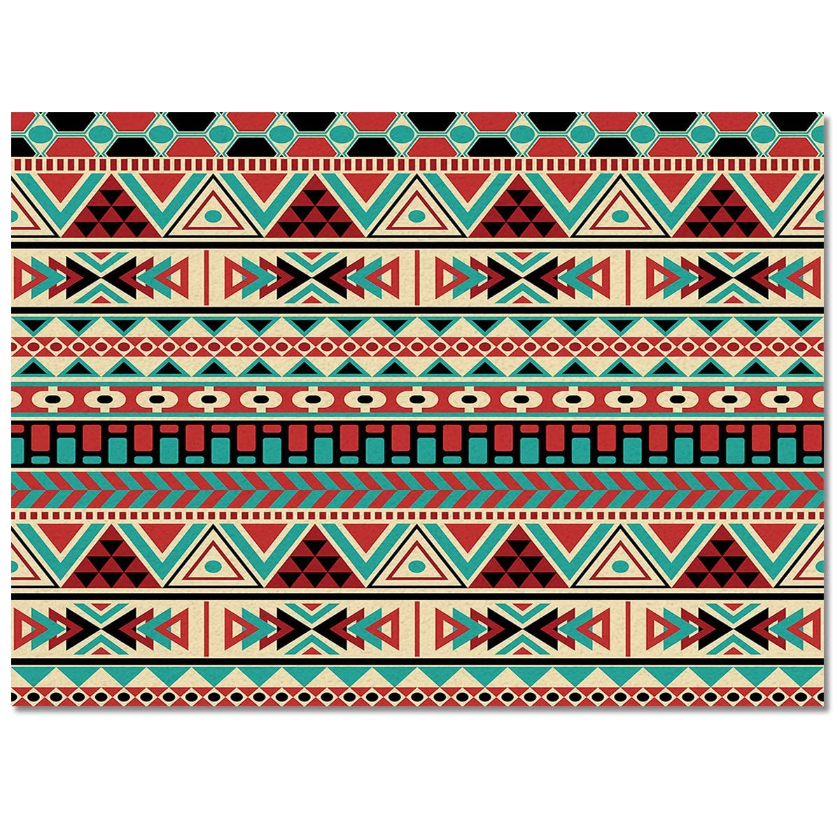 Aztec Ethnic Area Rug - Native American Indigenous Soft Washable Carpet with Non-Slip Backing | 5.3ft x 4ft Floor Rug for Living Room, Bedroom, Kitchen, Dining Room & Home Office | Easy to Clean Boho Chic Decor for Cozy Home Spaces