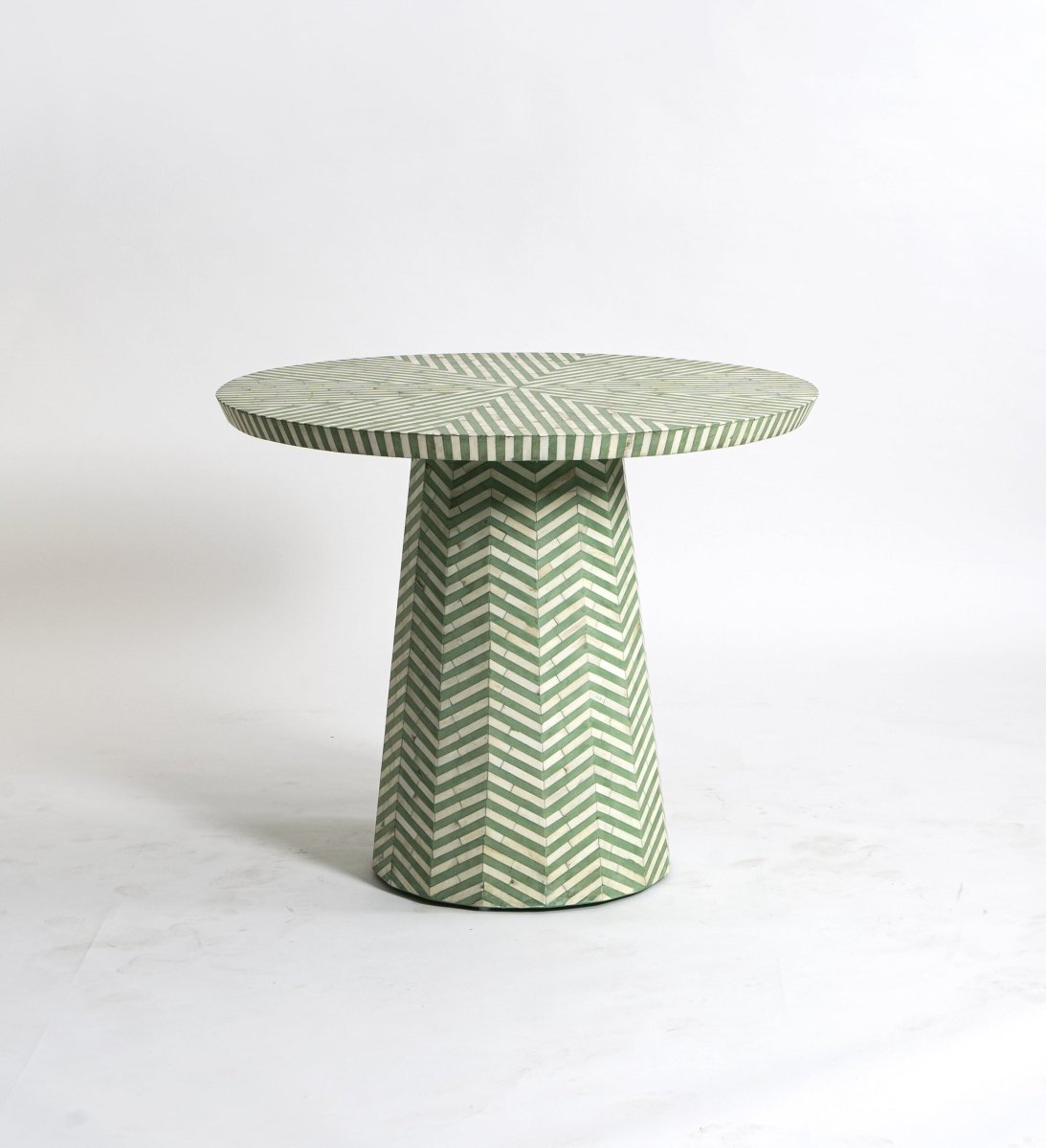 Handmade Bone Inlay Wooden Round Dining Table - Elegant & Durable for Home, Restaurant, and Outdoor Dining Spaces