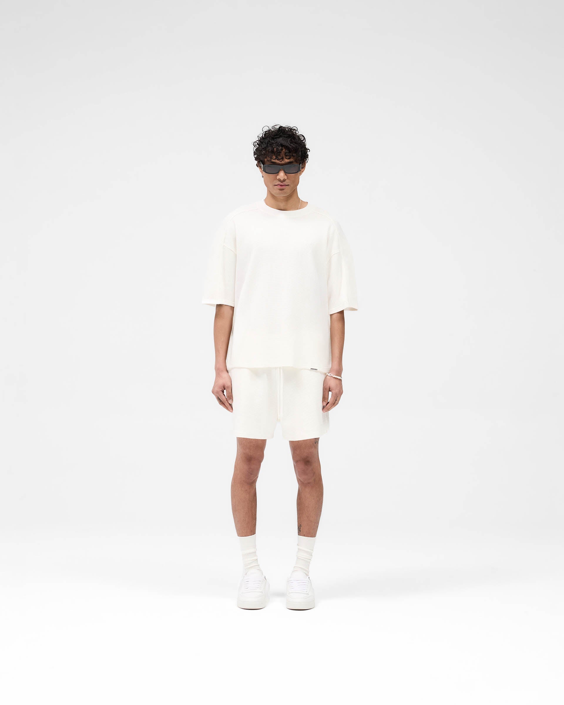 Waffle T-Shirt for Men & Women - Soft Cotton Crewneck Tee - Flat White - Casual Wear & Loungewear