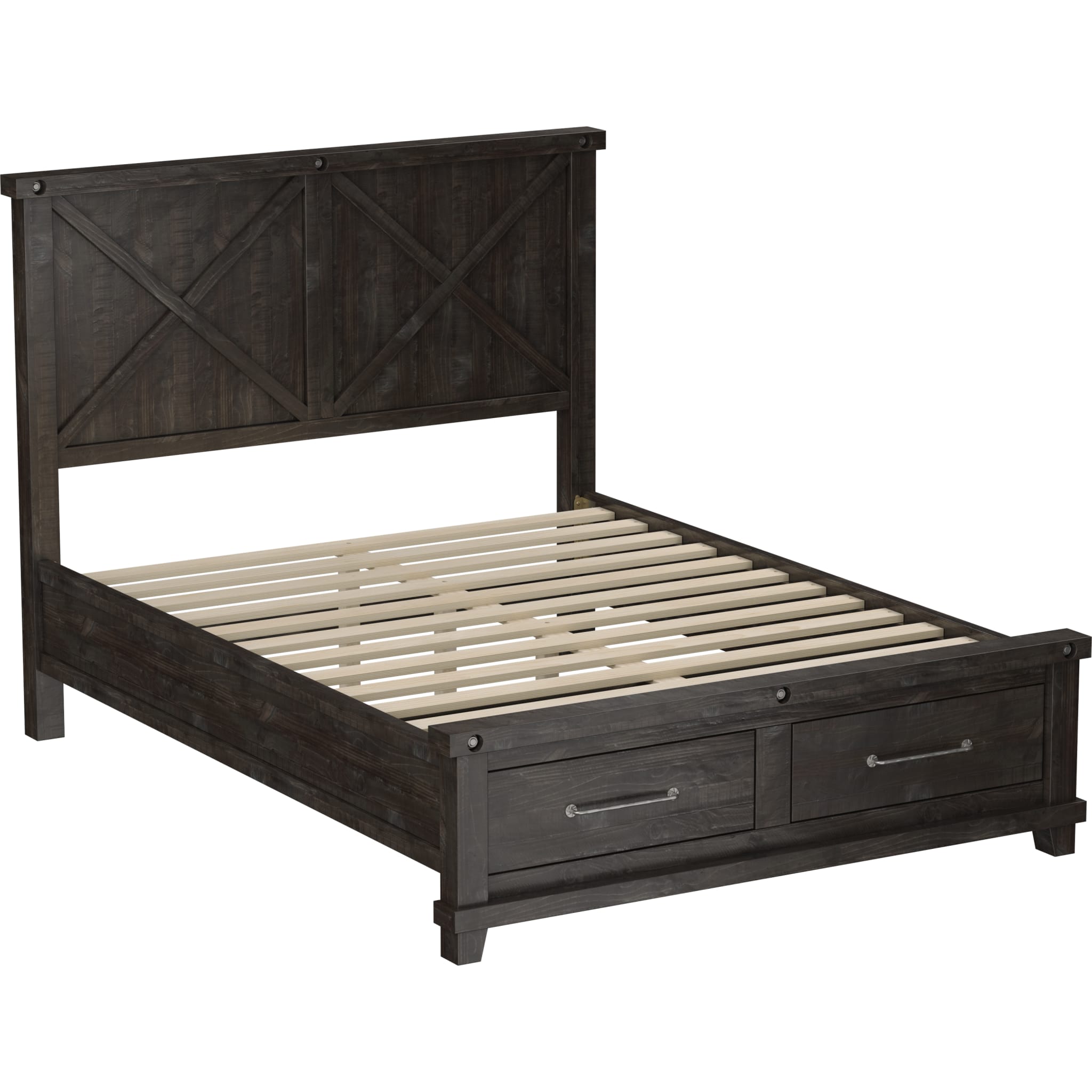 Yosemite Solid Wood Footboard Storage Bed in Cafe Brown - Queen Size Platform Bed with Underbed Storage for Small Spaces - Perfect for Bedrooms, Guest Rooms & Apartments