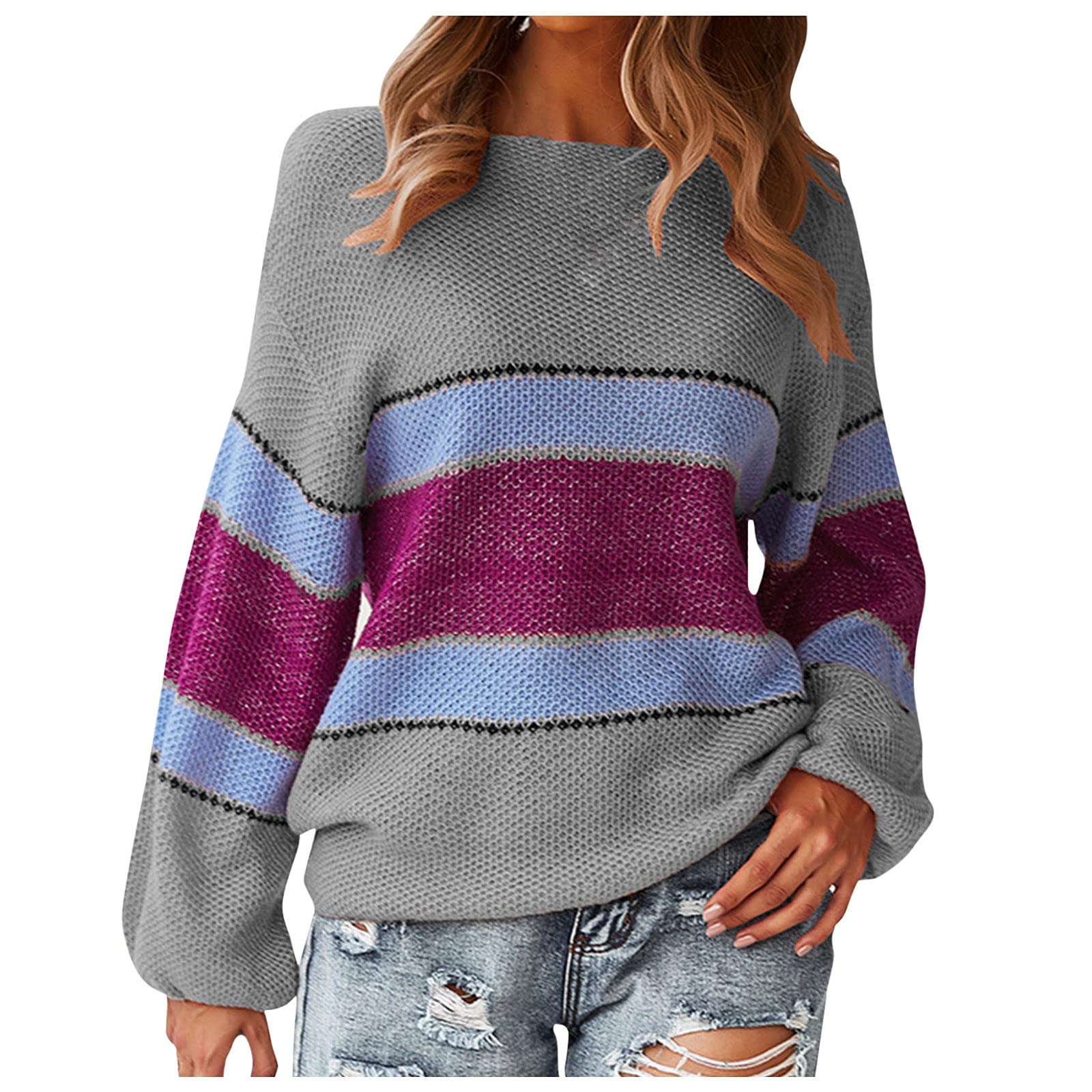 Stylish Women's Summer Knit Cardigan - Patchwork Long Sleeve Loose Fit Casual Top for Ladies | Perfect for Beach Outings, Office Wear & Date Nights