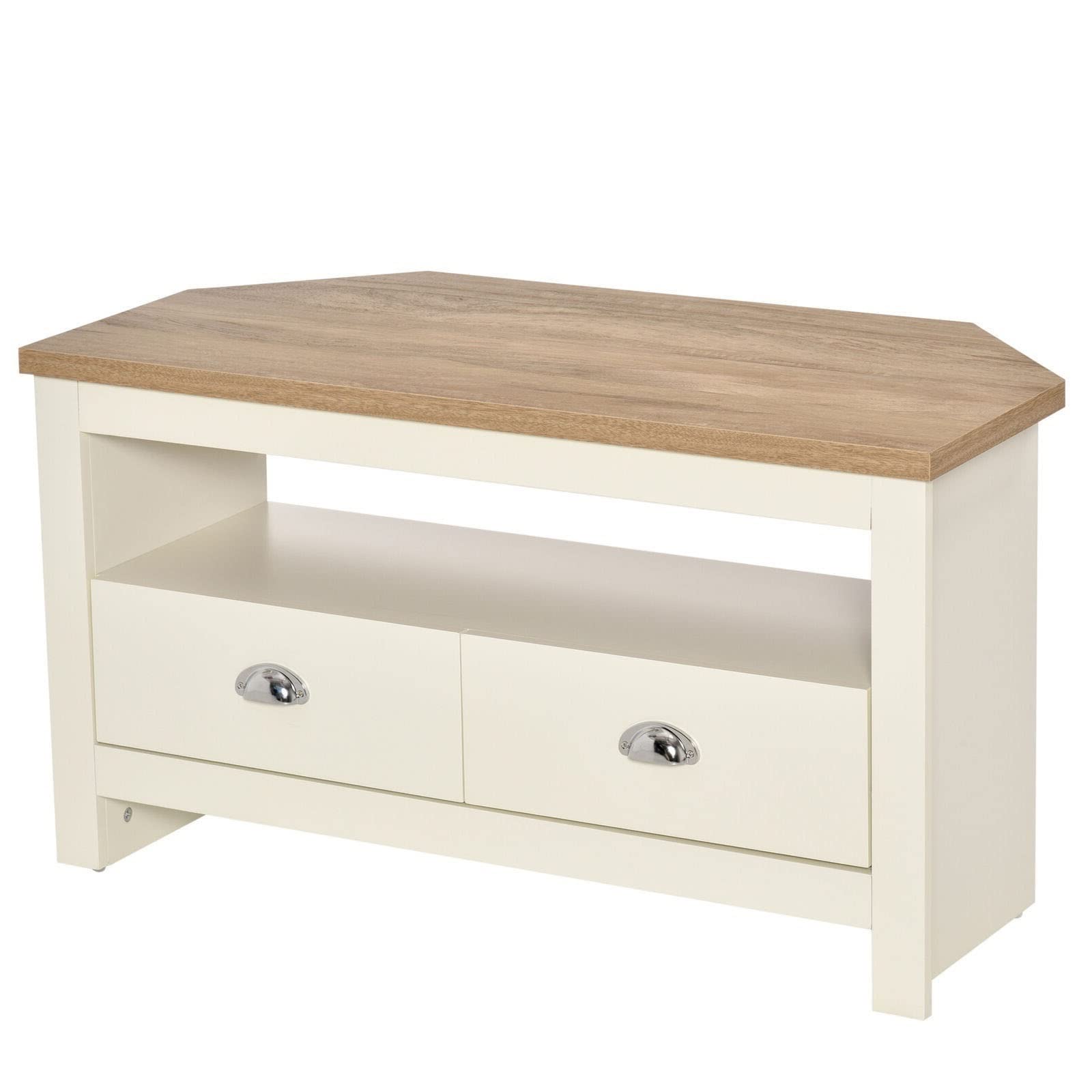 HUIJK TV Stand for 50 Inch TVs - Corner TV Cabinet with Storage Drawers & Shelves - Perfect for Living Room, Bedroom, or Home Theater Setup
