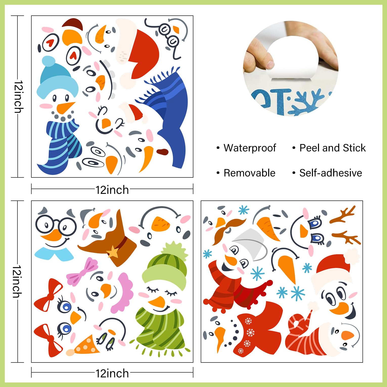 Christmas Snowman Face Wall Stickers - Peel & Stick Holiday Wall Decals for Kids Room, Nursery, Classroom, Door & Window Decor | Festive Winter Home Décor for Bedroom & Furniture