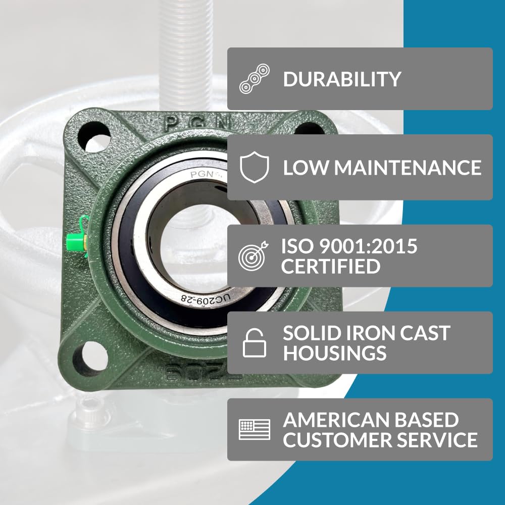 PGN UCF209-28 Pillow Block Bearing - 10 Pack Square Flange Mounted Bearings - 1 3/4