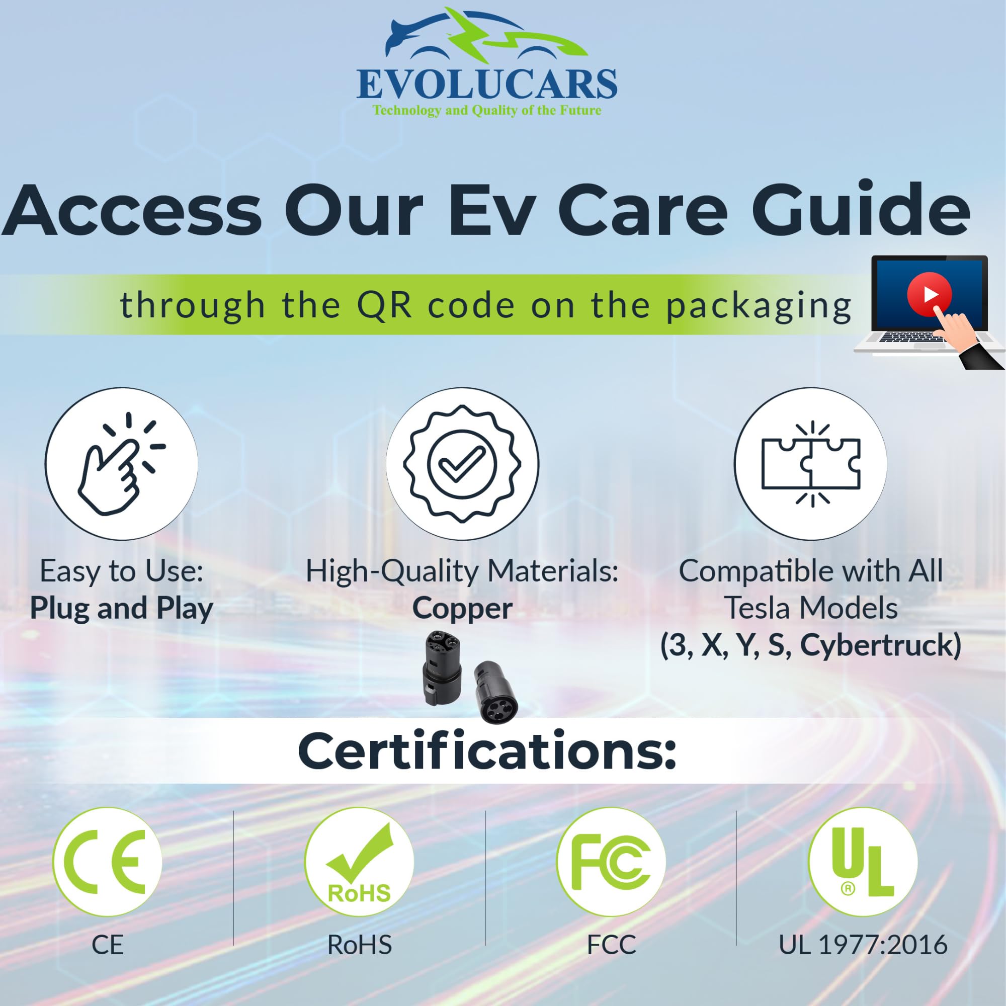 J1772 to Tesla Adapter - 4 Safety Certified EV Charger Converter for Tesla Model 3/Y/X/S with Video Tutorial & Battery Care Guide | Perfect for Home, Workplace & Public Charging Stations