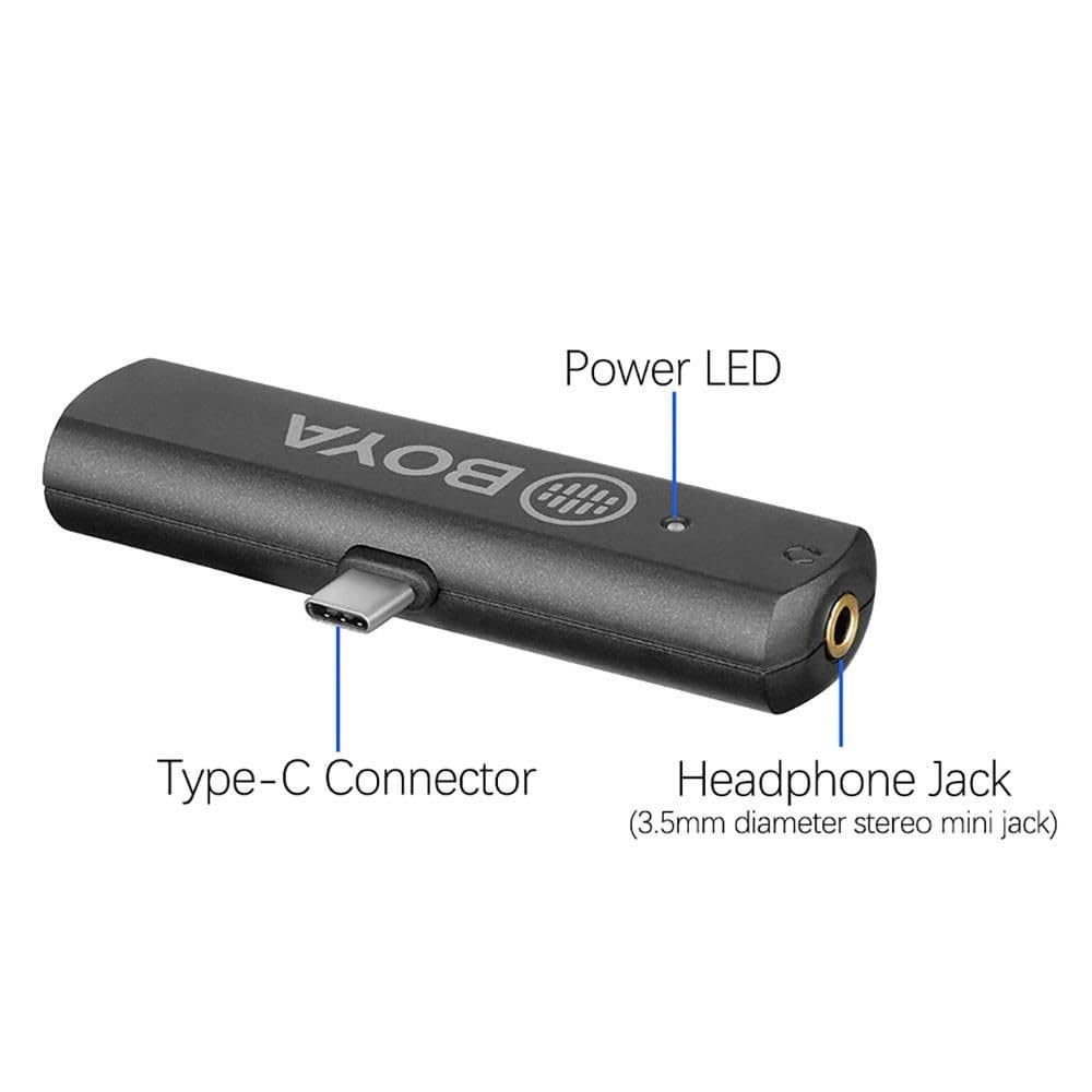 BOYA 2.4G Wireless Microphone Kit for Type-C Devices - Dual Lavalier Mics with Noise Cancellation for Smartphones, Cameras, Vlogging, Live Streaming & Podcasting