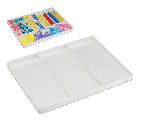 3-Section White Plastic Dental Drawer Organizer Tray for Medical & Dental Supplies - Perfect for Dental Carts and Clinic Organization