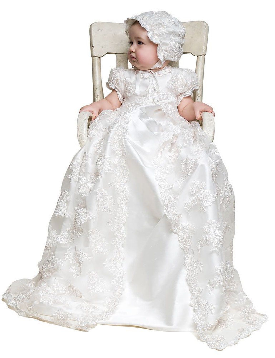 Premium Long Christening Dresses for Baby Girls 0-24 Months | Elegant Baptism Gowns with Matching Bonnet | Perfect for Christenings, Baptisms & Special Occasions