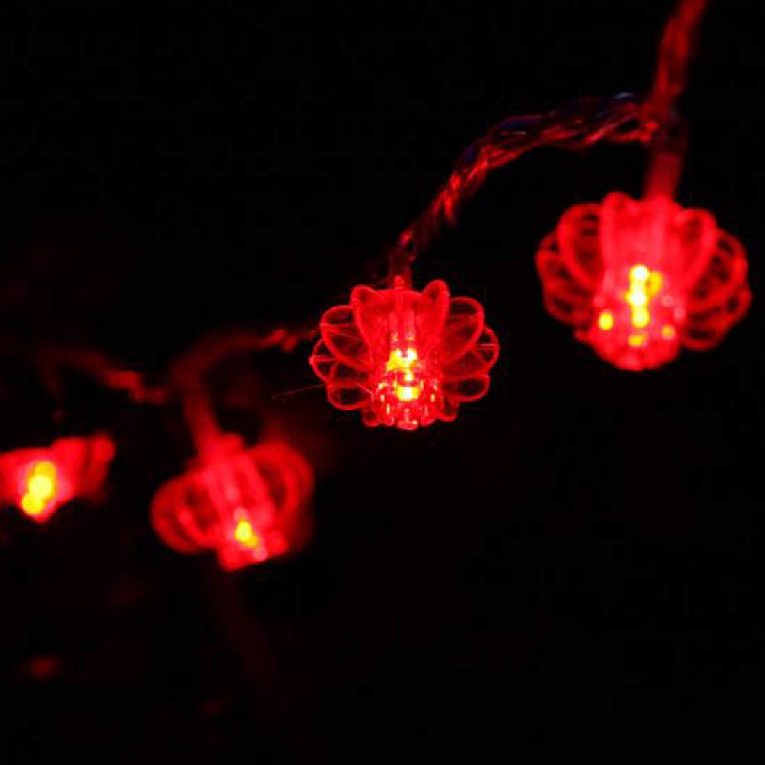 40 LED Red Lantern String Lights - 13ft/4M Battery Operated Fairy Lights for Wedding, Party, Christmas & Chinese New Year Decorations | Indoor & Outdoor Festive Lighting for Garden, Patio and Holiday Events
