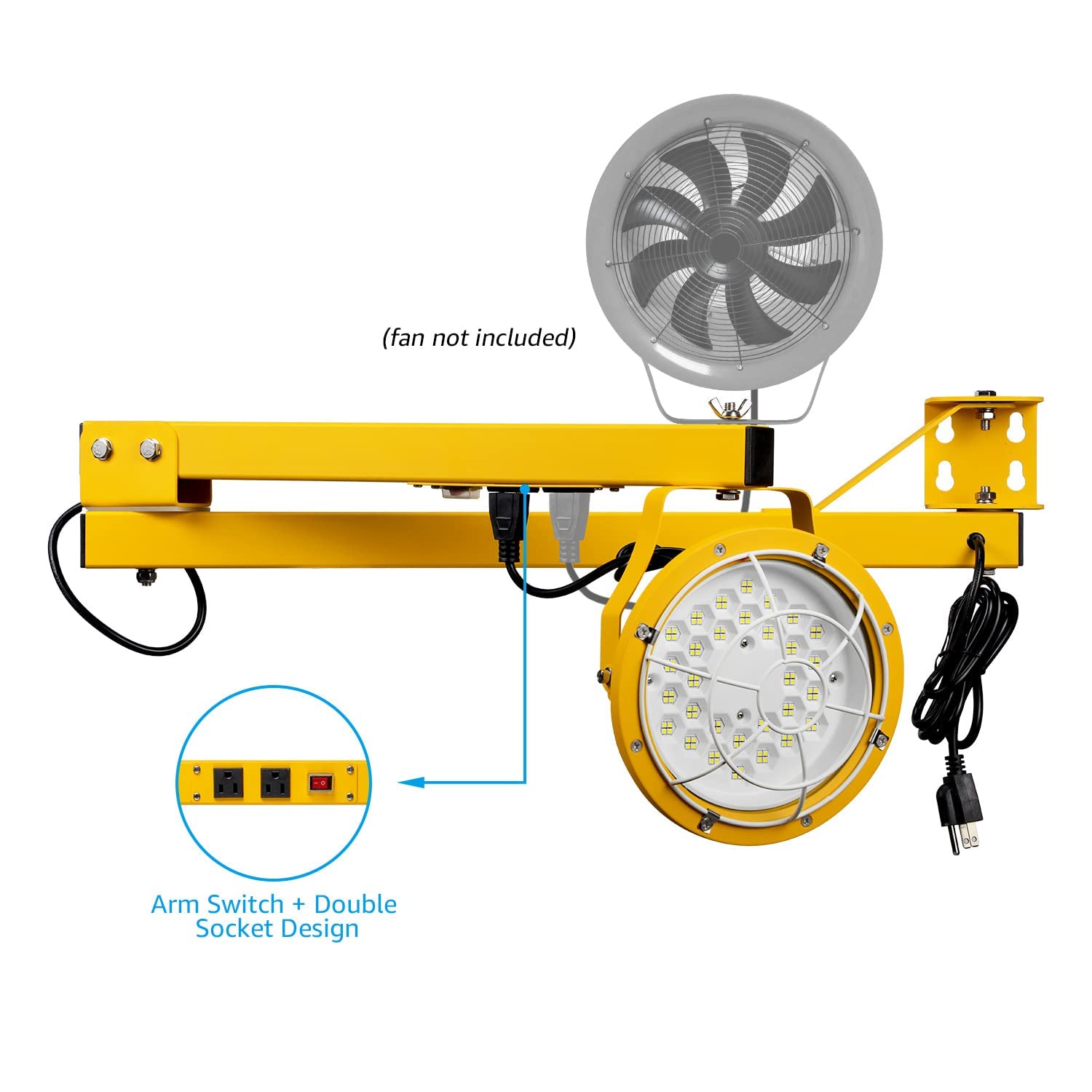 LEONLITE 50W LED Loading Dock Light - 45 Inch Adjustable Double Swing Arm Work Light with 360° Rotatable Head, 5700K Daylight White, IP65 Waterproof - ETL Certified for Trailers, Docks, Warehouses & Containers | Perfect for Nighttime Loading, Outdoor Workspaces & Industrial Lighting