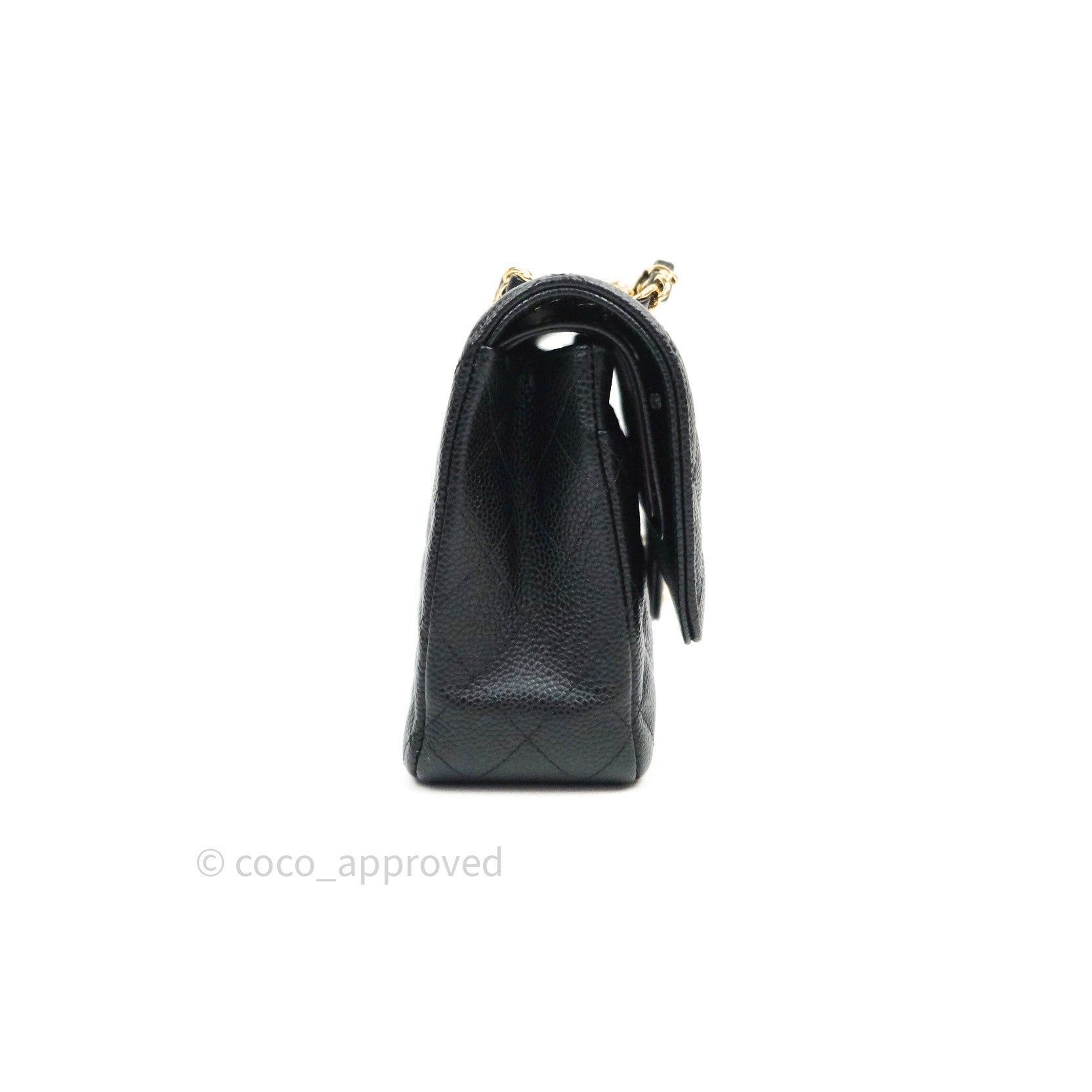 Chanel Classic Medium Double Flap Bag Black Caviar Leather with Gold Hardware - Luxury Designer Handbag for Women, Perfect for Work, Evening & Special Occasions