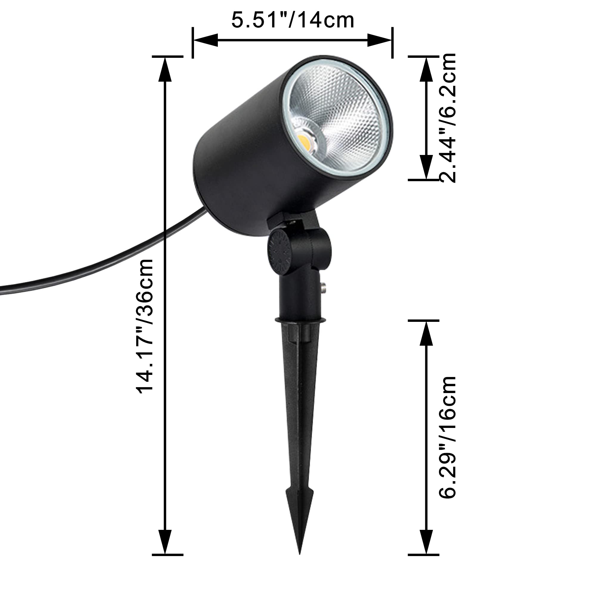 Kiven IP65 Waterproof LED Landscape Clamp Light - 5W Warm White Decorative Spotlight with Plug-in Cord & Timer for Indoor/Outdoor Use - Perfect for Yard, Garden, Step Lighting, Statue Accent & Lawn Illumination