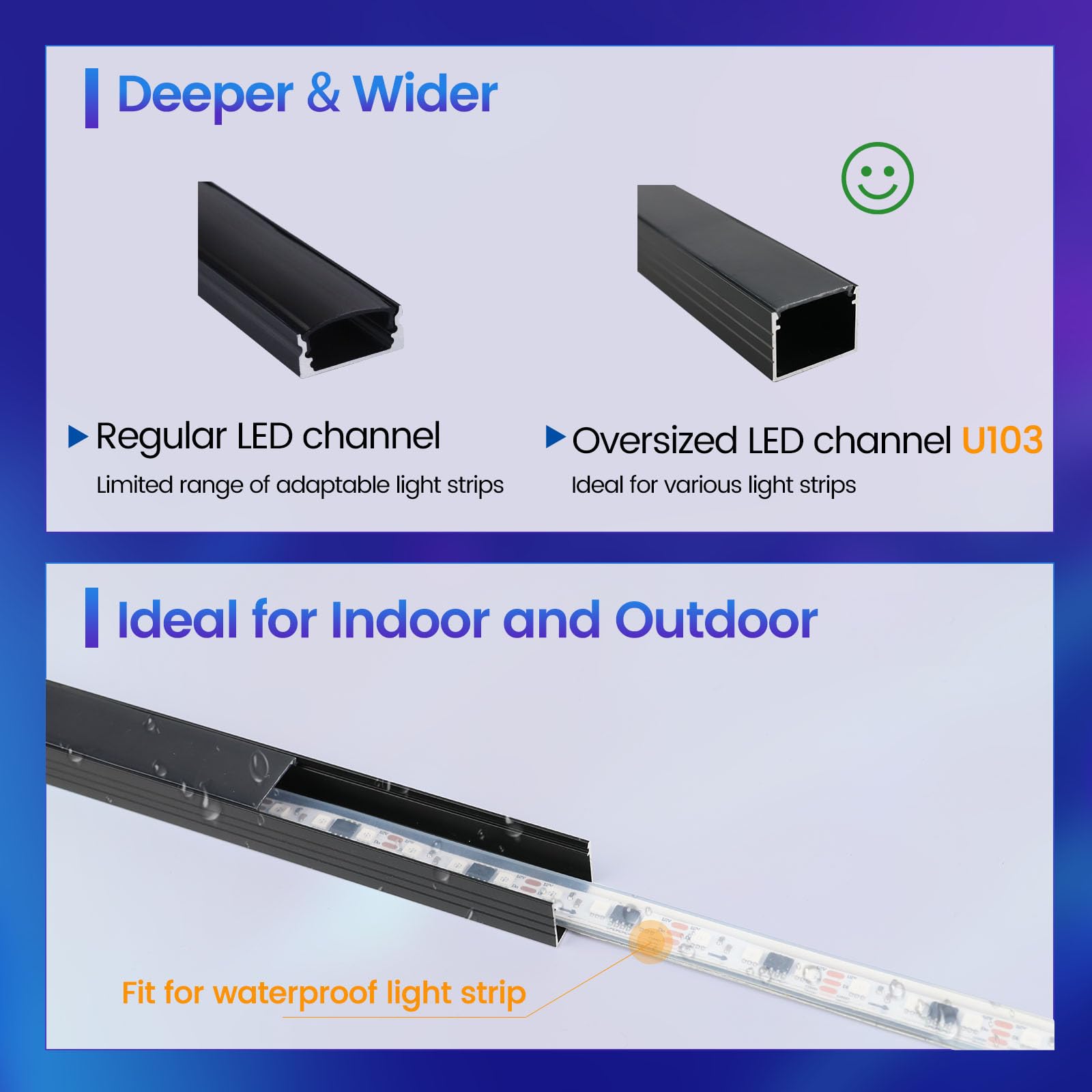 Muzata 10-Pack 6.6FT/2M Black LED Strip Channel with Frosted Diffuser Cover - Aluminum Track for LED Light Strips - Perfect for Home, Kitchen, Cabinet, and Commercial Lighting