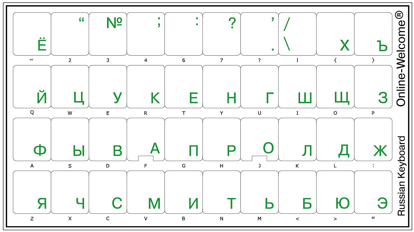Russian Transparent Keyboard Sticker with Green Letters for Computer & Laptop - Ideal for Typing, Gaming, and Office Use