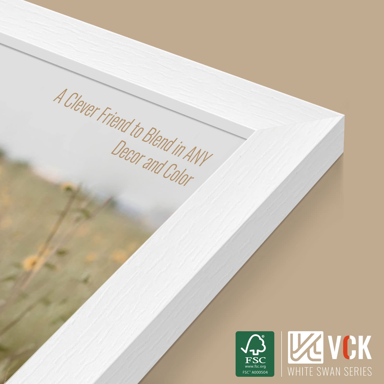 VCK 18x24 Inch White Textured Solid Wood Poster Frame Set of 1 with Shatterproof Plexiglass - Perfect for Wall Art, Home Decor, Office Display & Photo Gallery