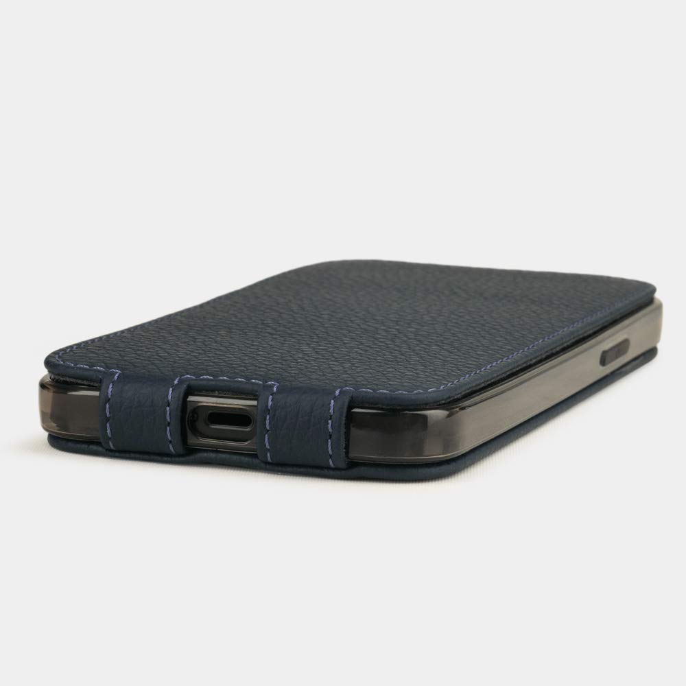 Premium Genuine Leather Wallet Case for iPhone 12 & iPhone 12 Pro - Slim Protective Cover with Card Slots - Made in France - Blue - Perfect for Everyday Use & Travel Accessories