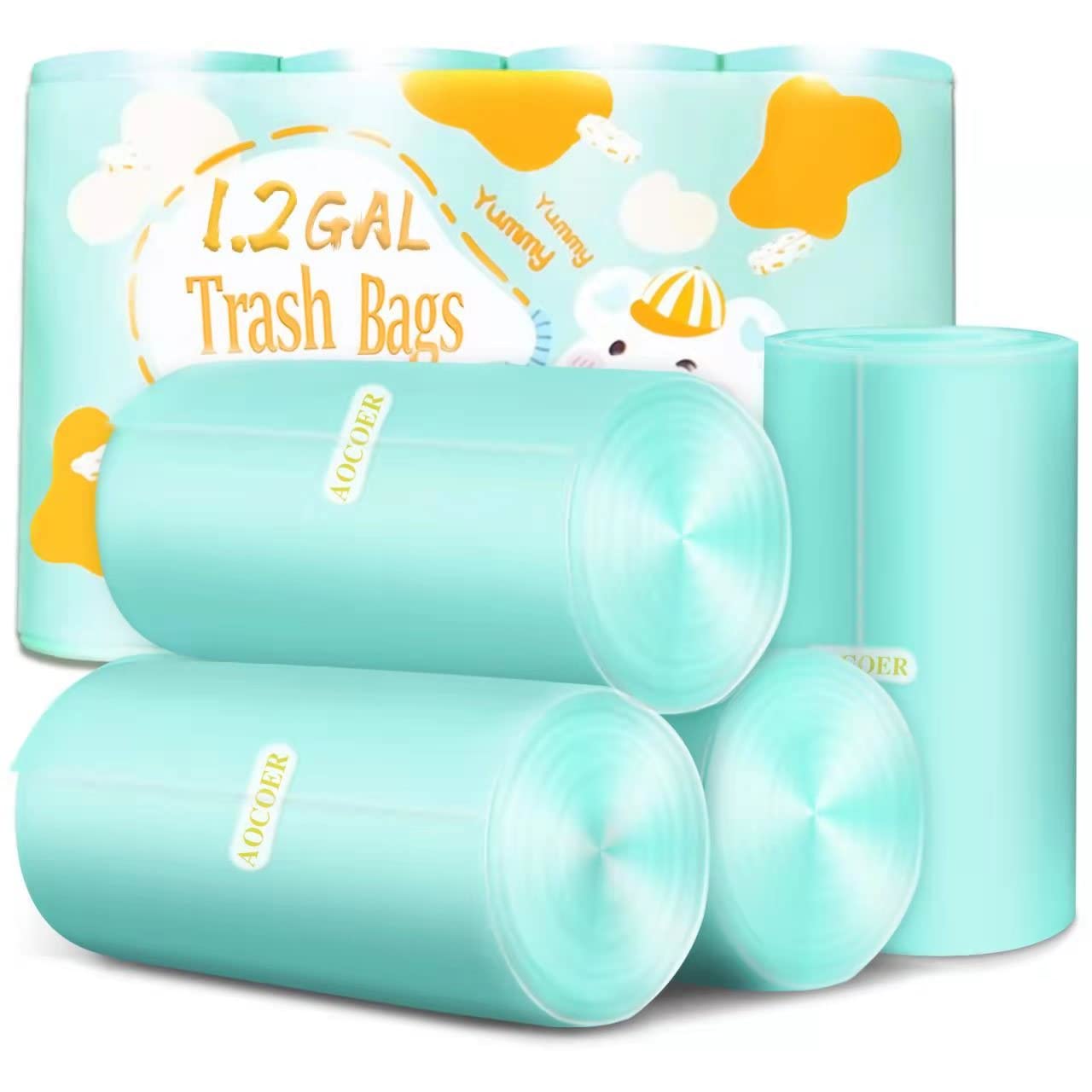 2 Gallon Small Trash Bags - 100 Count Green Garbage Bags for Bathroom, Office, Kitchen & Car Waste Disposal | Eco-Friendly & Leak-Proof