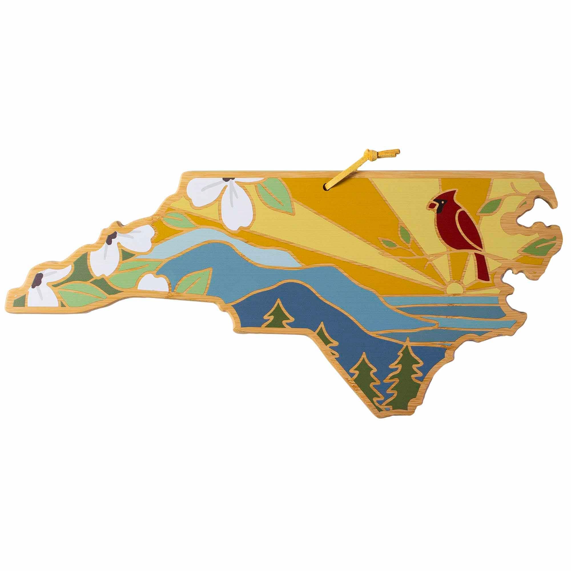 Handcrafted North Carolina Wooden Cutting Board with Summer Stokes Artwork - Perfect for Kitchen Prep, Charcuterie Boards & Home Decor Gifts