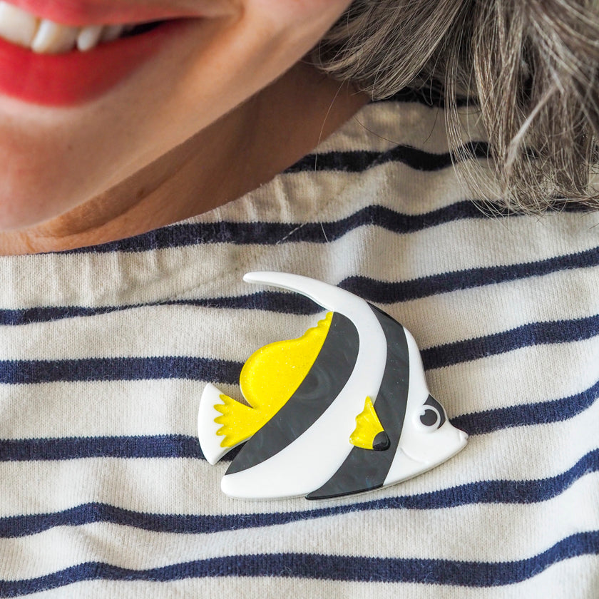 Erstwilder Bannerfish Brooch - Unique Handmade Fish Pin for Women, Perfect Gift for Birthday, Anniversary & Special Occasions - Wear to Parties, Weddings & Office for a Stylish Look