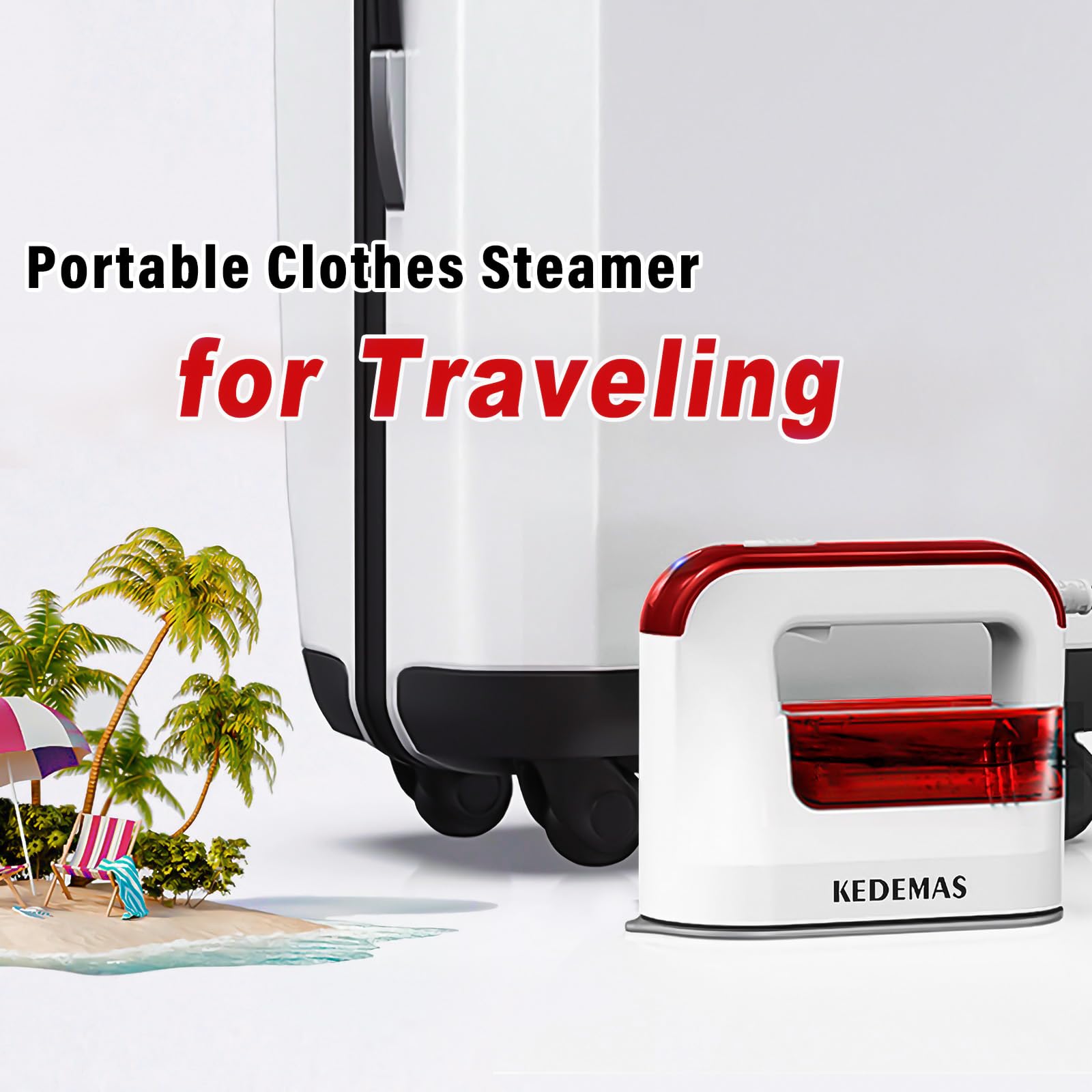 1300W Portable Travel Steamer Iron for Clothes - Fast Wrinkle Remover with 100ml Large Water Tank | Compact Mini Garment Steamer for All Fabrics | Ideal for Home, Travel & Business Use (Red, 120V Only)