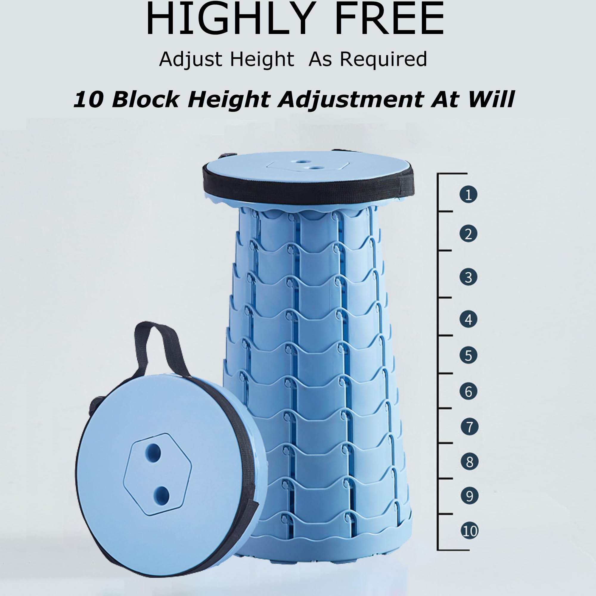 Upgraded Portable Folding Stool - Lightweight Retractable Camping Chair for Adults, Outdoor Travel, BBQ, Fishing, Waiting in Line - Compact & Durable 2nd Gen 2023 (Azure Blue) | Perfect for Beach, Picnic, Concert & Backpacking Trips