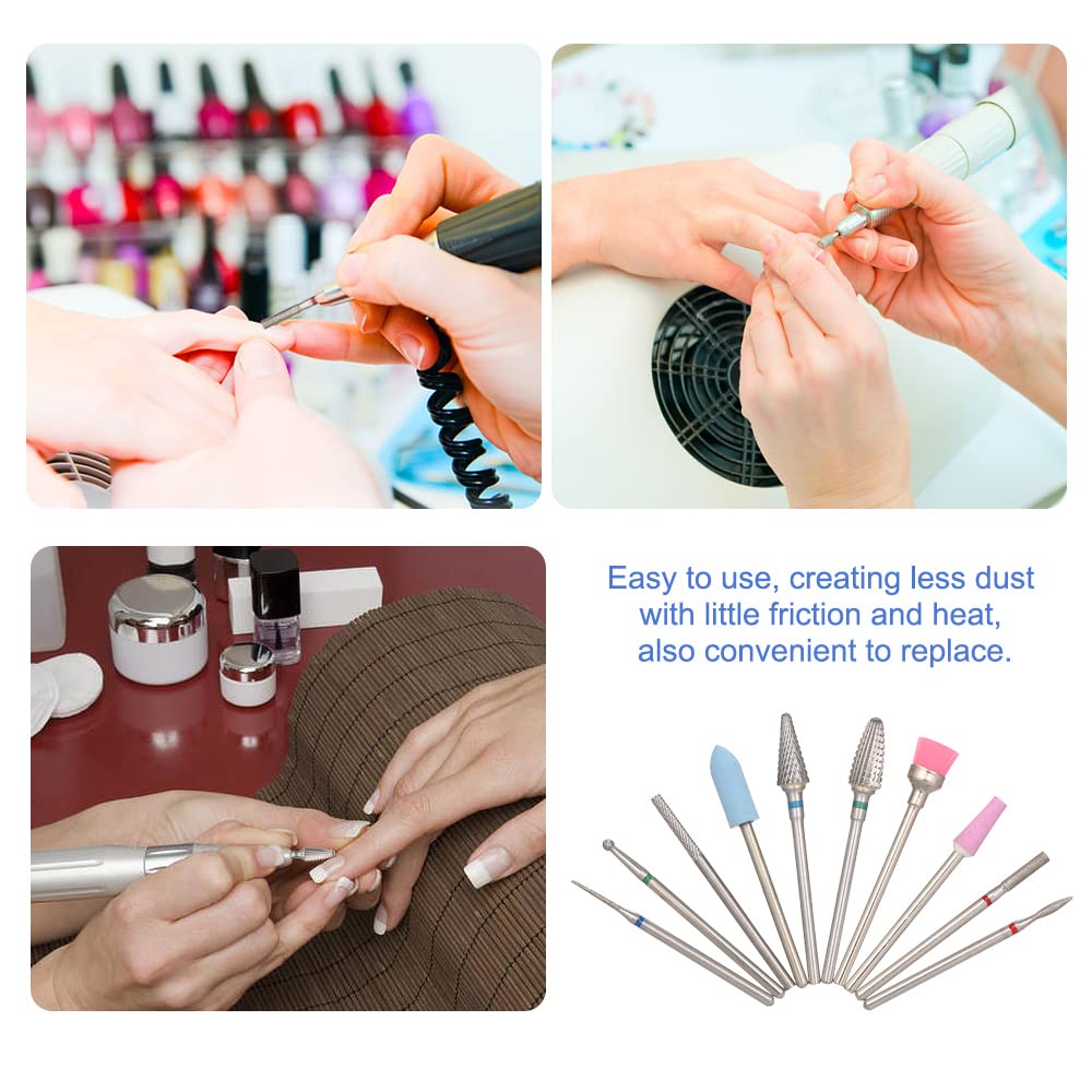 10PCS Professional Nail Art Kit - Manicure Pedicure Tools Set with Nail Bits & Dust Brush for Salon & Home Use | Perfect for Nail Polish Application & Nail Care