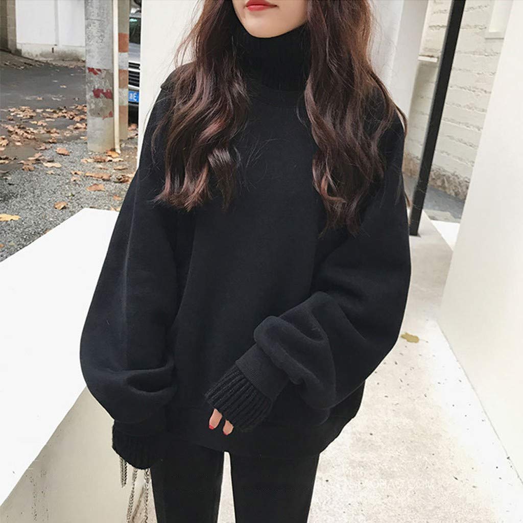 Women's Casual Turtleneck Sweater - Fake Two Piece Pullover Top, Loose Knit Sweatshirt Tunic Blouse for Fall & Winter Layering | Office Wear, Date Night Outfits, Cozy Home Loungewear