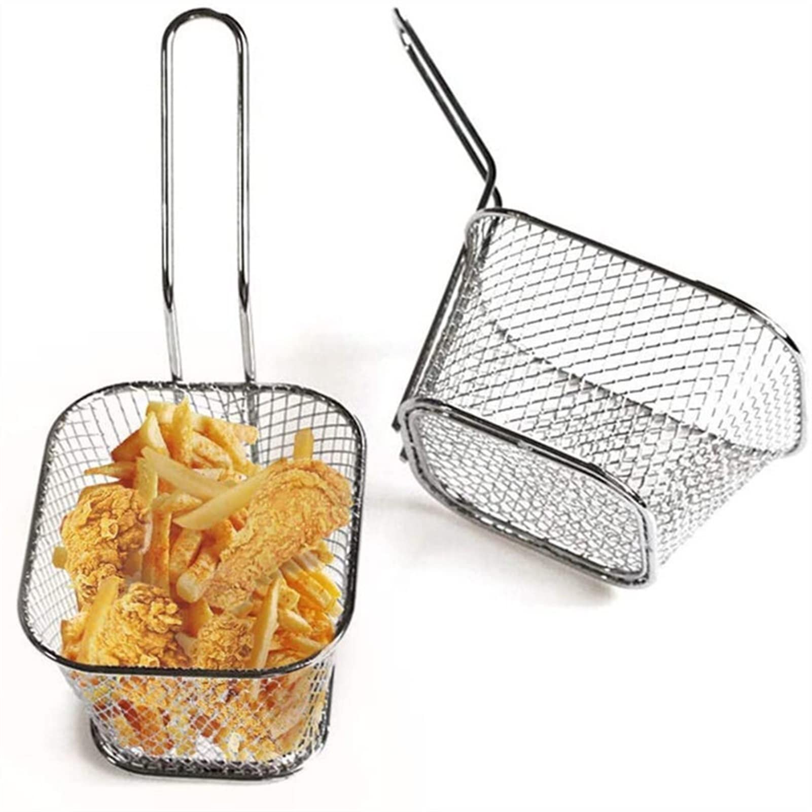 Stainless Steel Fryer Basket for French Fries, Chips & More - Durable Kitchen Frying Tool & Strainer (1PC) - Perfect for Deep Frying, Air Frying & Restaurant Use