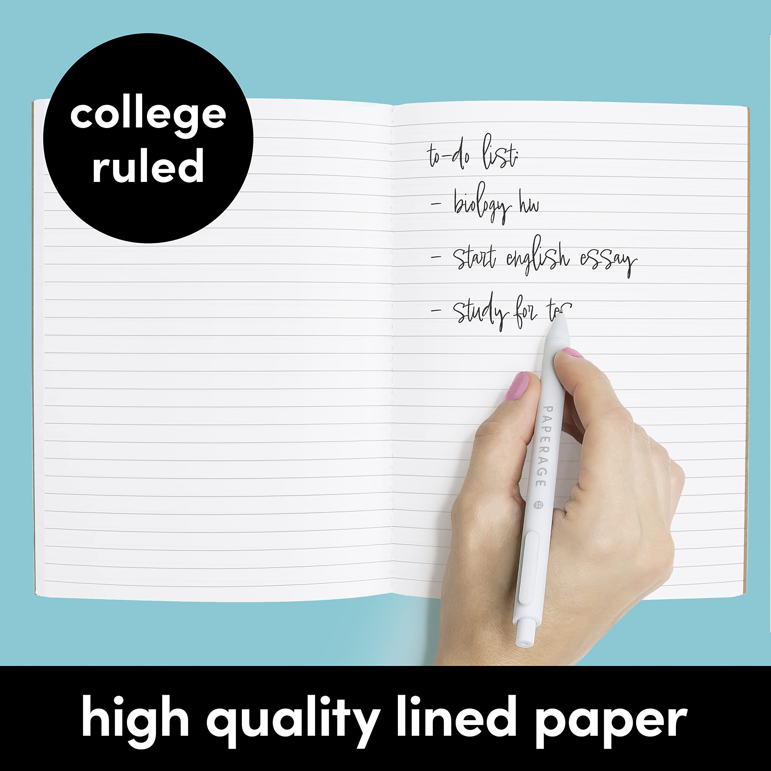PAPERAGE 72-Pack Composition Notebooks - College Ruled Lined Paper, 120 Pages, Kraft Cover with Rainbow Spines, 8