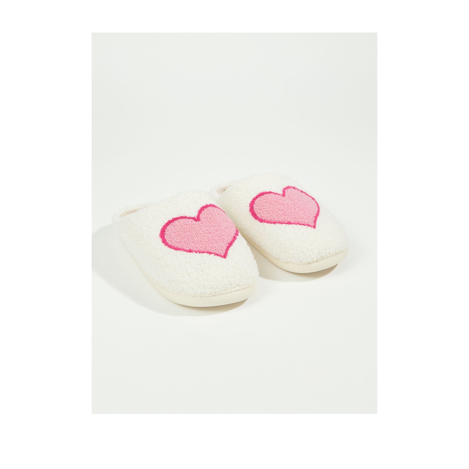 FLOOF Retro Heart Slippers for Women - Soft Plush Pink & Red Fuzzy House Shoes - Cozy Indoor/Outdoor Slippers for Valentine's Day Gift, Lounge Wear & Home Comfort