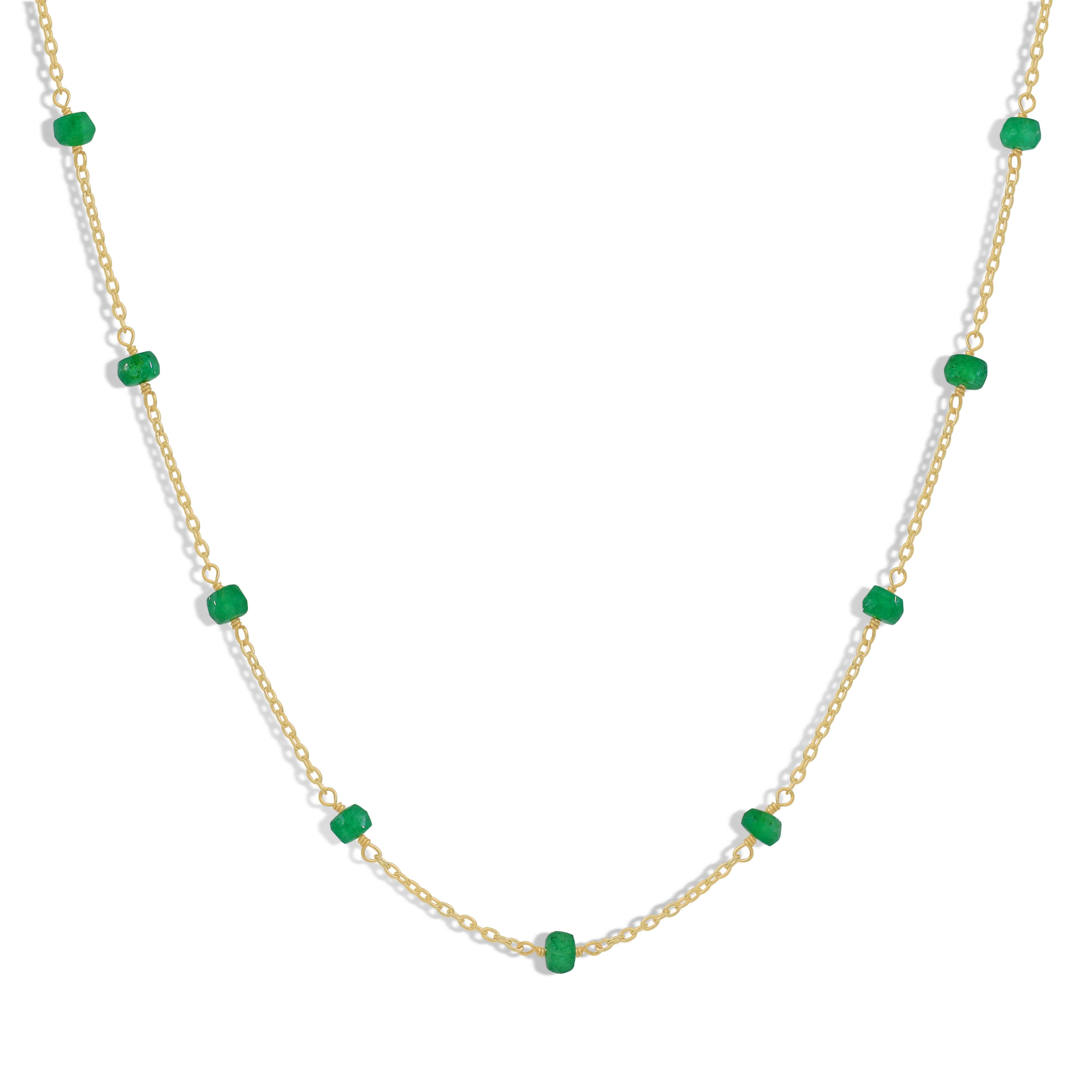 Elegant Beaded Chain Necklace for Women - Natural Emerald Gemstone Jewelry | Perfect for Casual Wear, Parties & Gift Giving