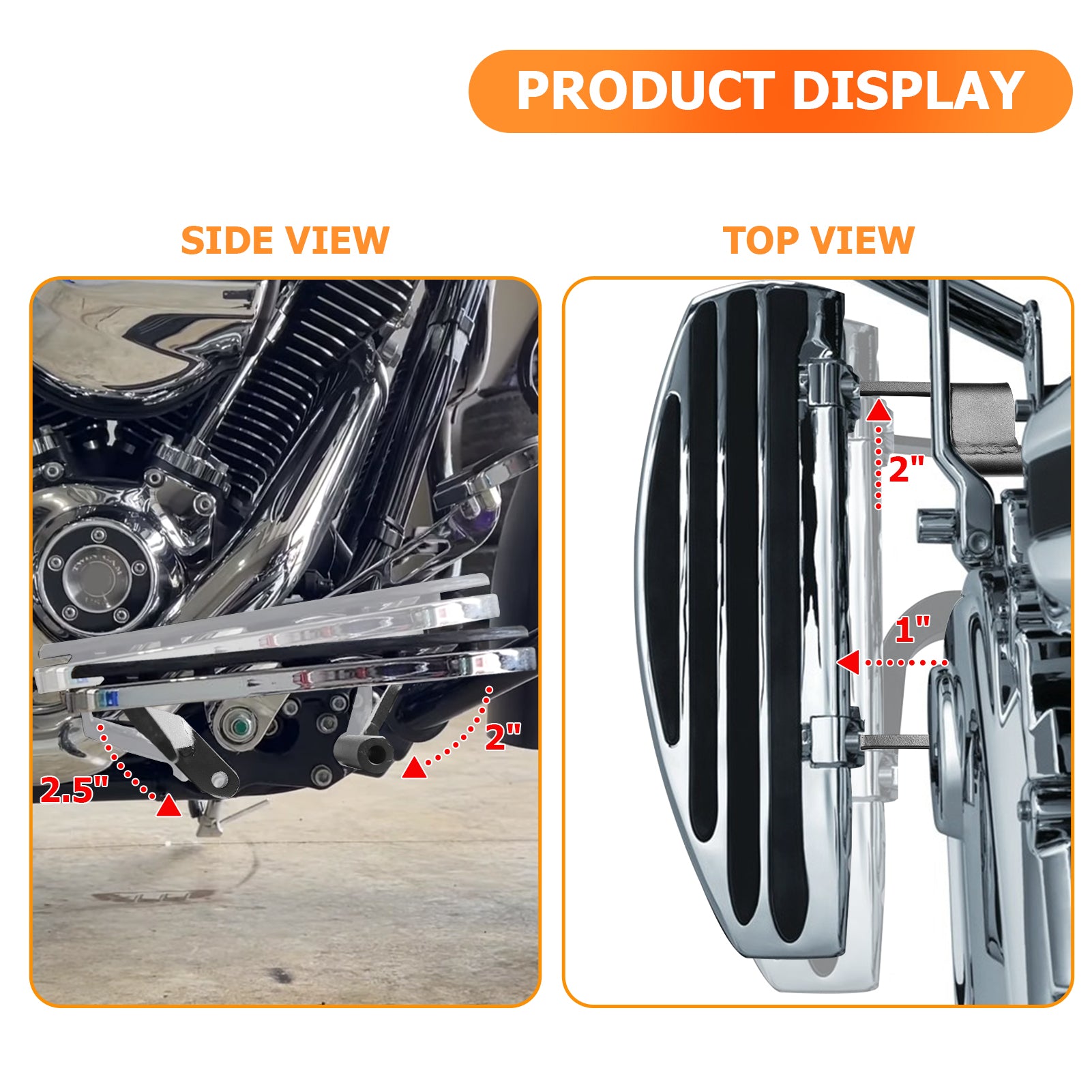 2009-2025 Harley Touring FLHT FLHR FLTR FLHX Driver Floorboard Relocation Brackets - Heavy Duty Steel Motorcycle Accessories for Improved Comfort & Control on Long Rides