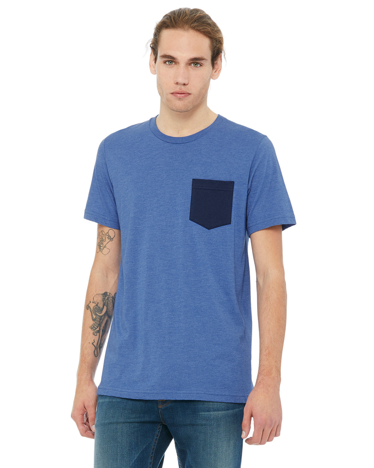 Bella + Canvas 3021 Men's Soft Jersey Short Sleeve Pocket T-Shirt - Comfortable Casual Wear for Everyday & Workout